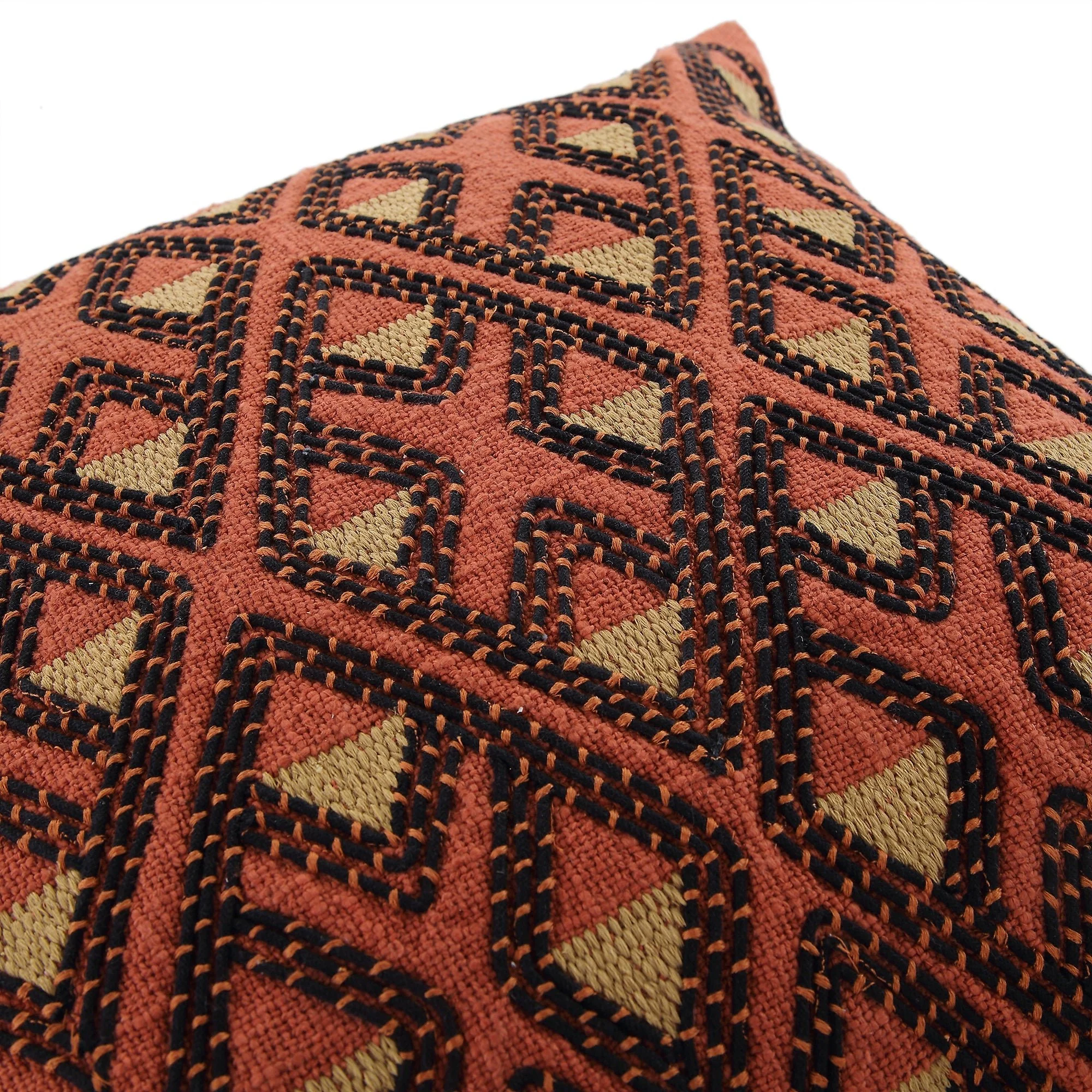 Javari Burnt Terracotta Stitched Cushion - Image 5