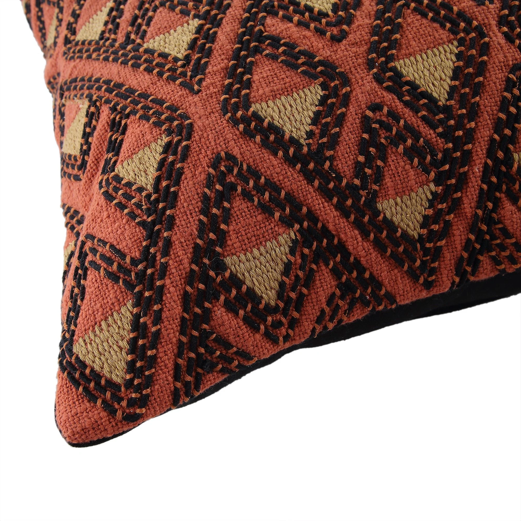 Javari Burnt Terracotta Stitched Cushion - Image 6