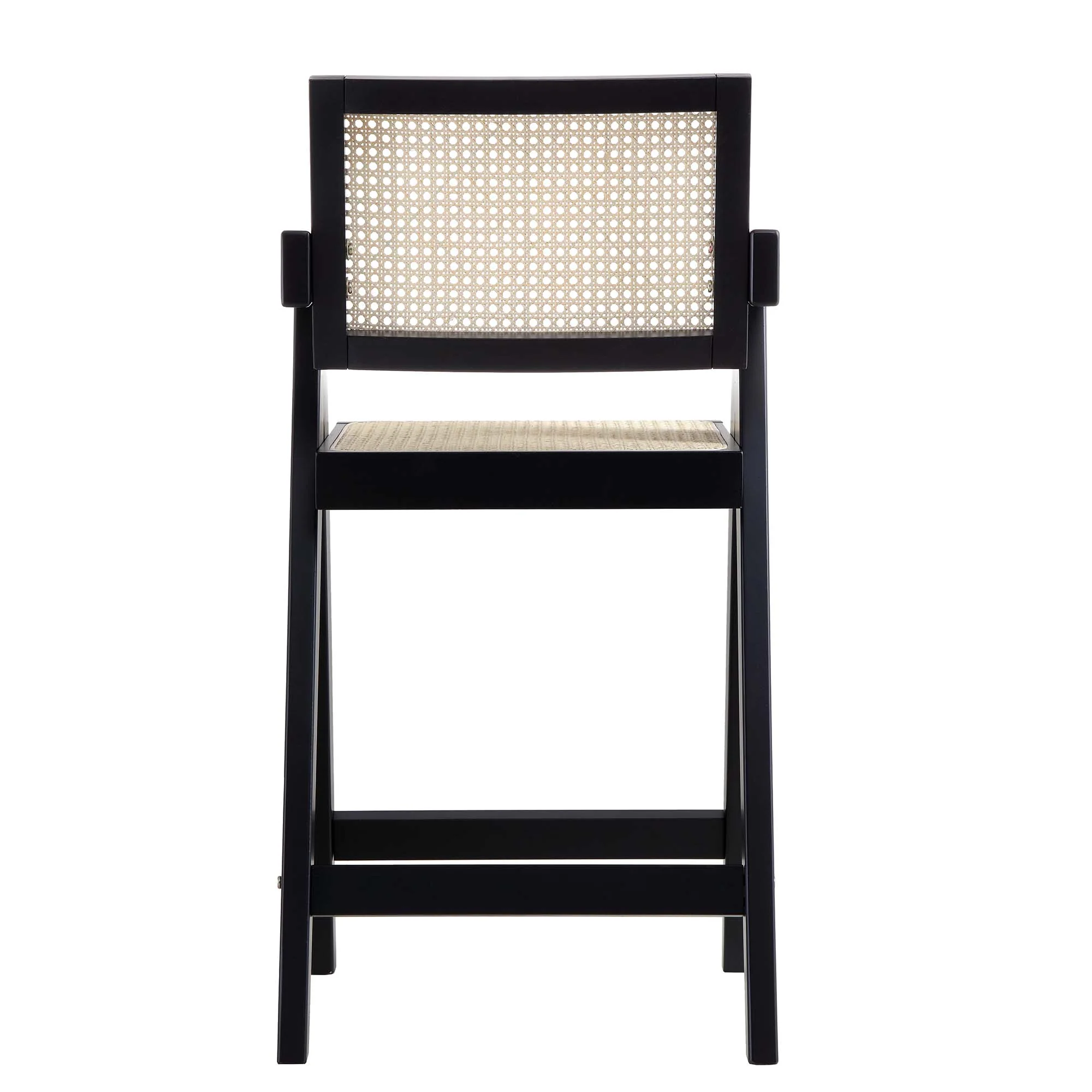 Jeanne Black Colour Cane Rattan Solid Beech Wood Counter Stool - Image 6