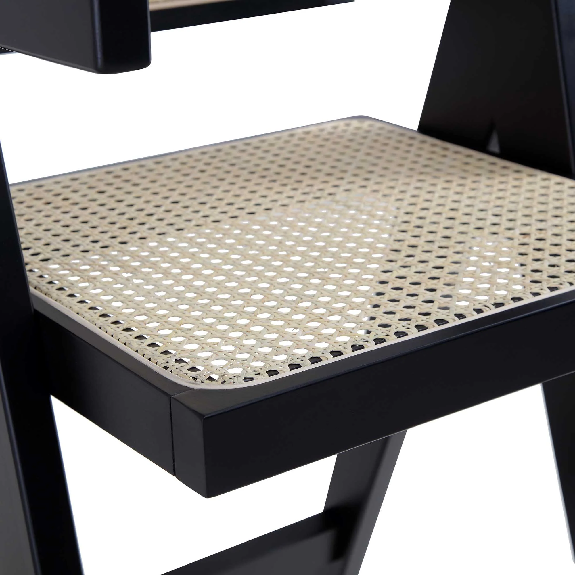 Jeanne Black Colour Cane Rattan Solid Beech Wood Counter Stool - Image 9