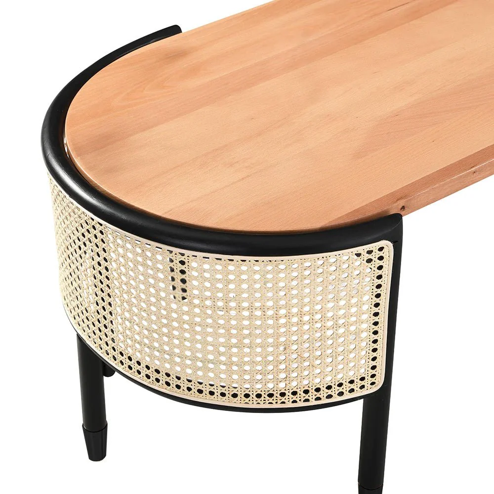 Jeanne Cane Rattan Solid Wood Oval Coffee Table - Image 6