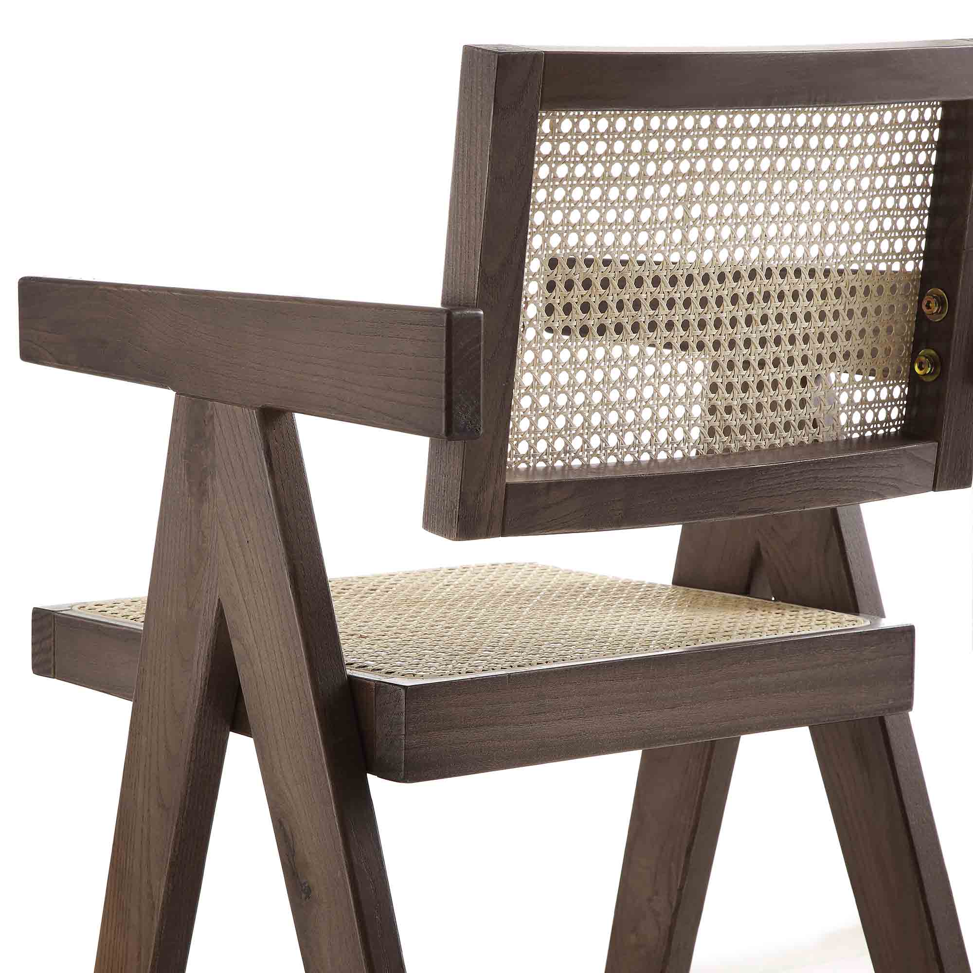 Jeanne Dark Walnut Cane Rattan Solid Beech Wood Counter Stool - Image 11