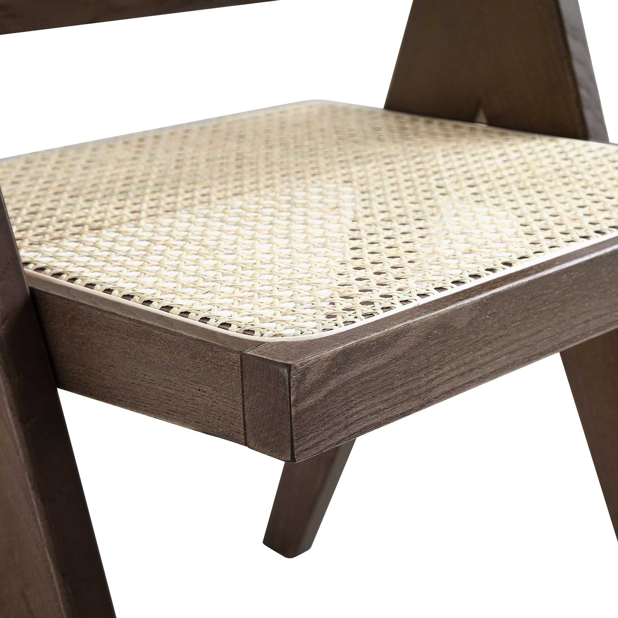 Jeanne Dark Walnut Cane Rattan Solid Beech Wood Dining Chair - Image 10
