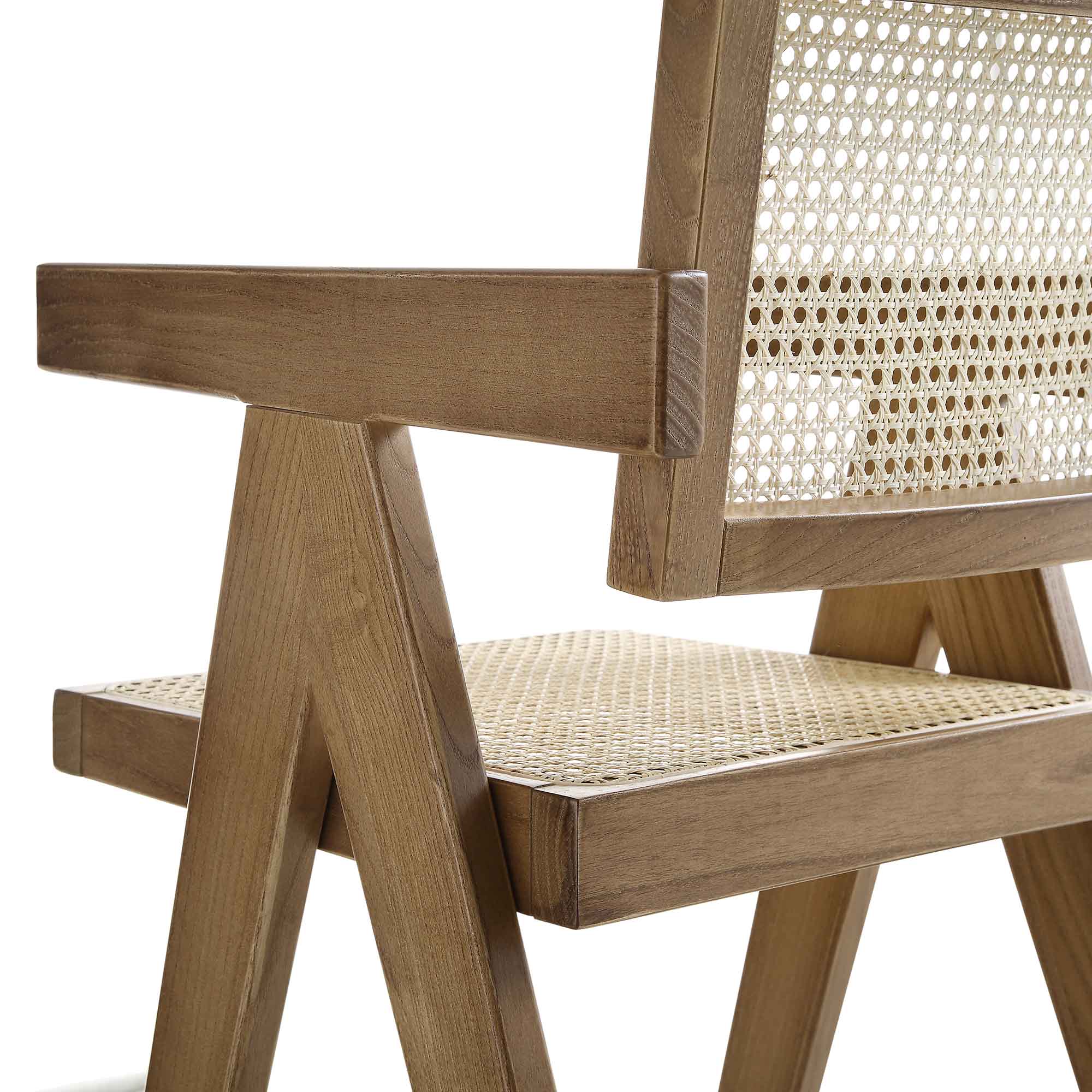 Jeanne Light Walnut Cane Rattan Solid Beech Wood Counter Stool - Image 11