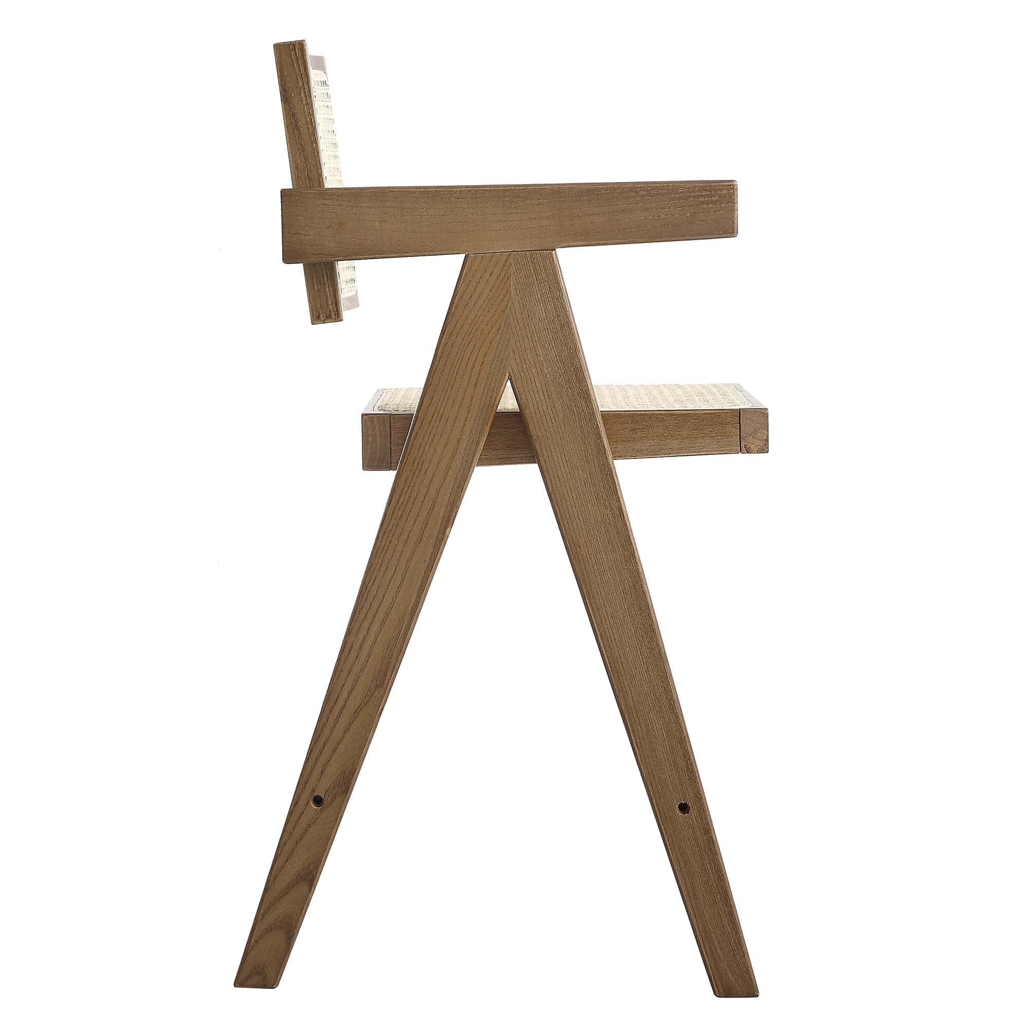 Jeanne Light Walnut Cane Rattan Solid Beech Wood Counter Stool - Image 7