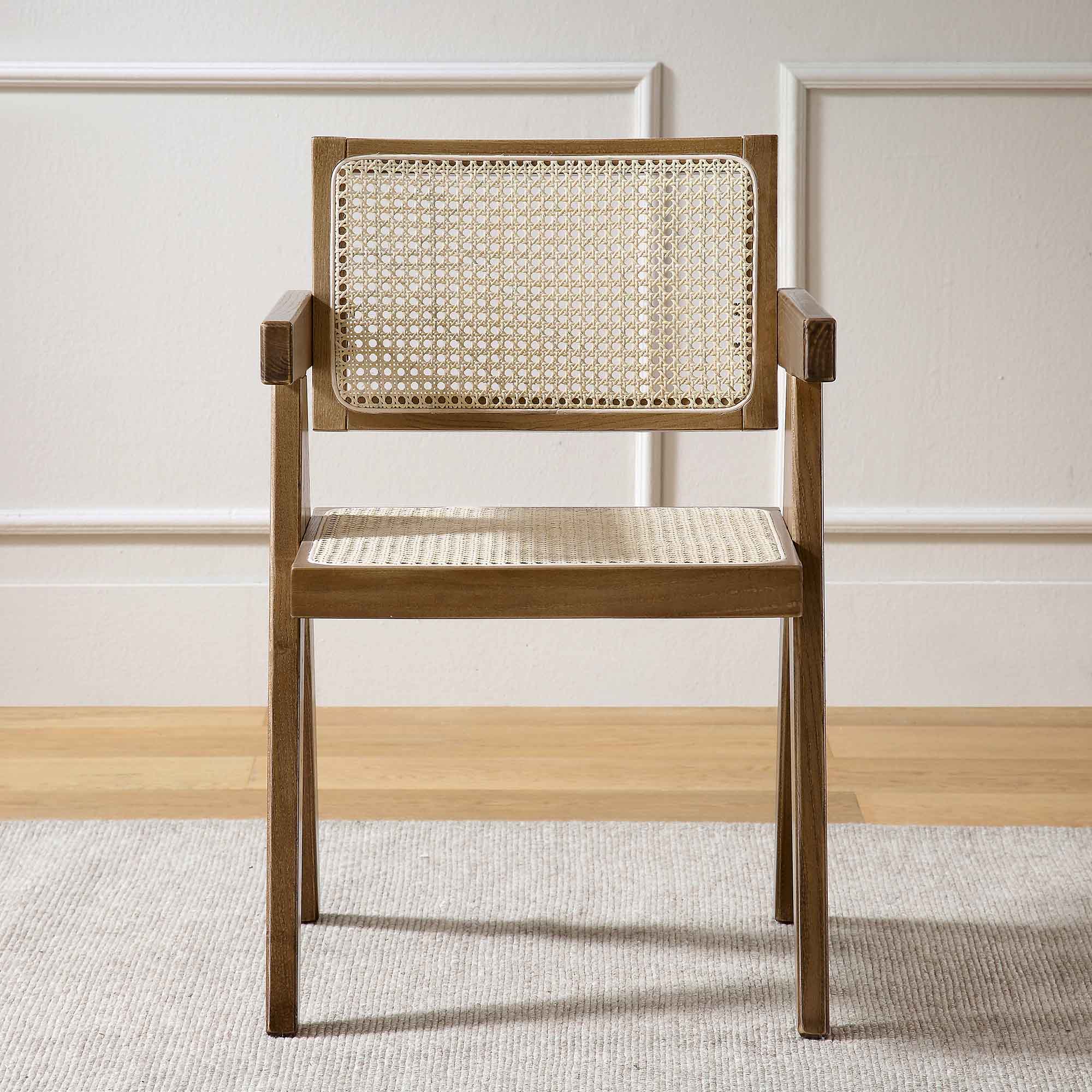 Jeanne Light Walnut Cane Rattan Solid Beech Wood Dining Chair - Image 2