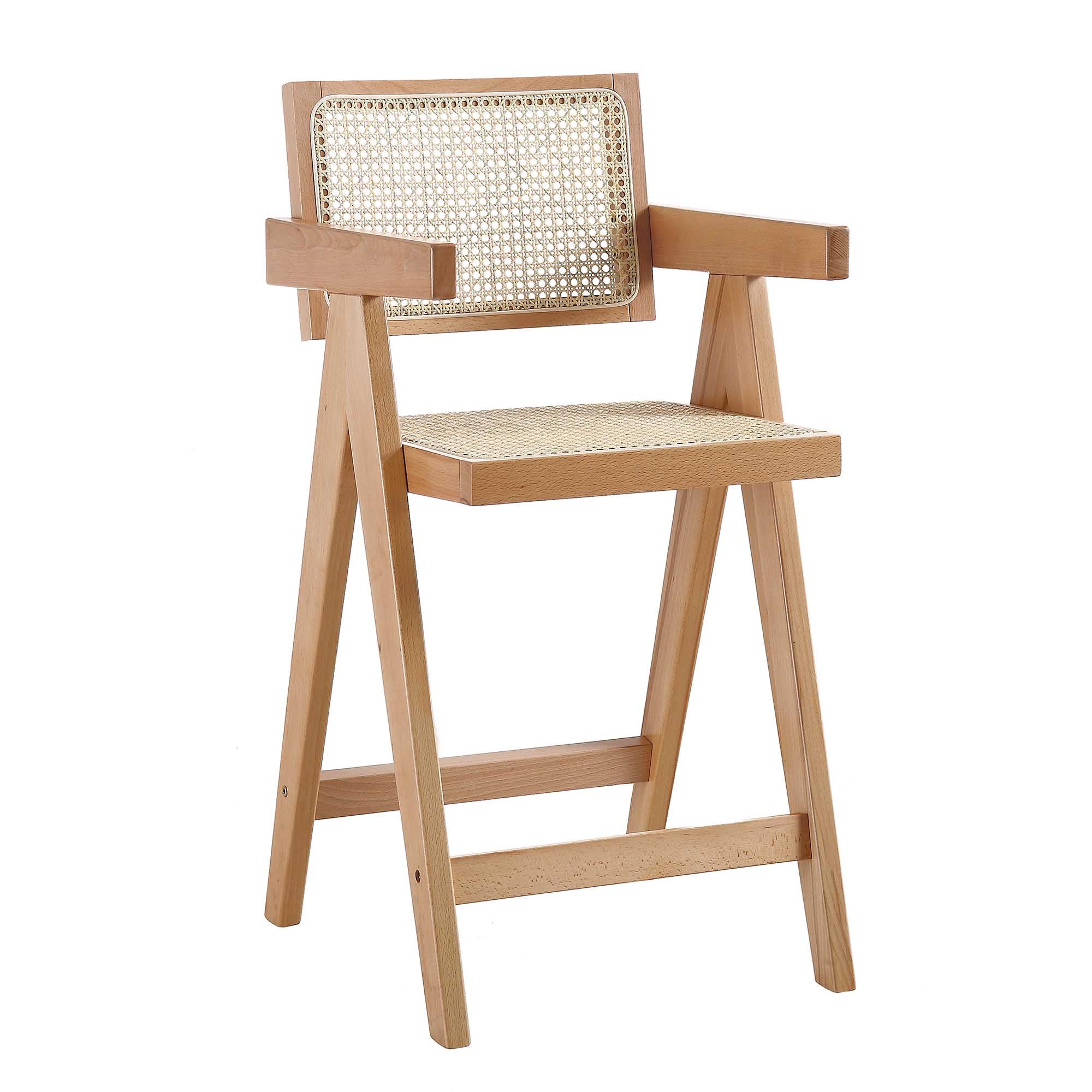 Jeanne Natural Colour Cane Rattan Solid Beech Wood Counter Stool - Image 3