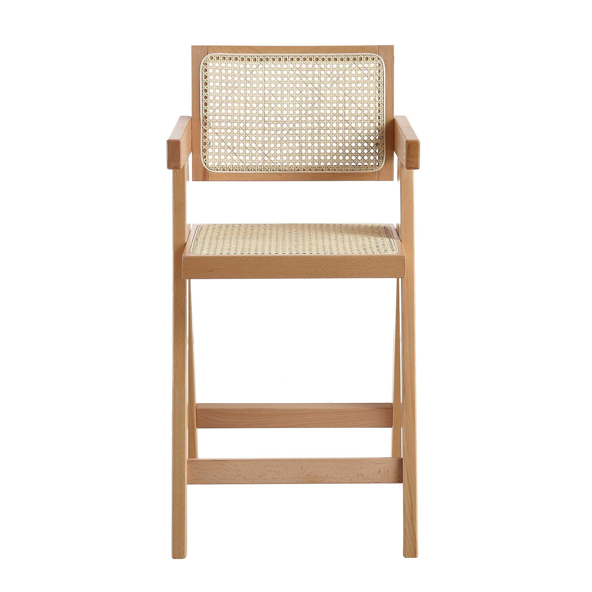 Jeanne Natural Colour Cane Rattan Solid Beech Wood Counter Stool - Image 4