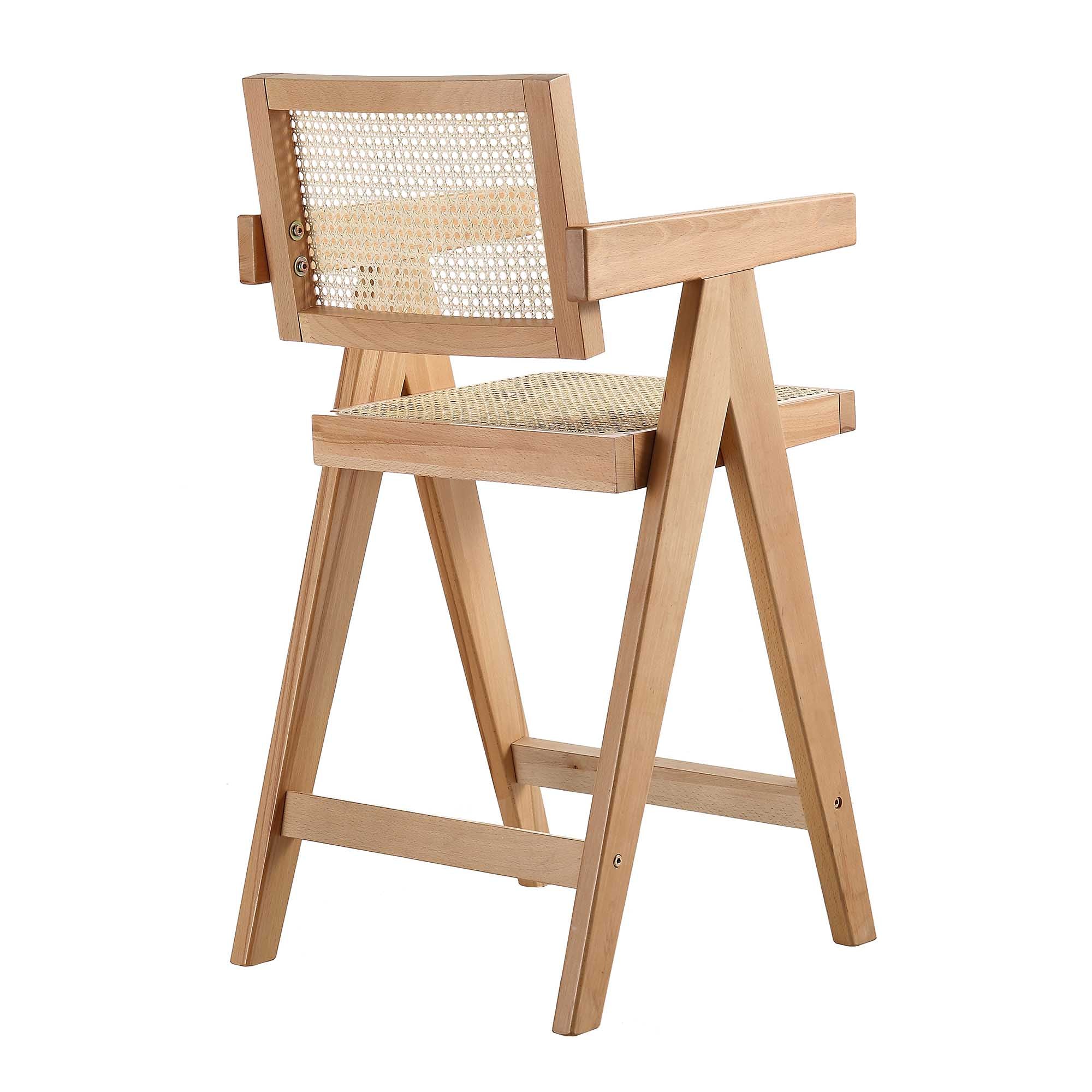 Jeanne Natural Colour Cane Rattan Solid Beech Wood Counter Stool - Image 6