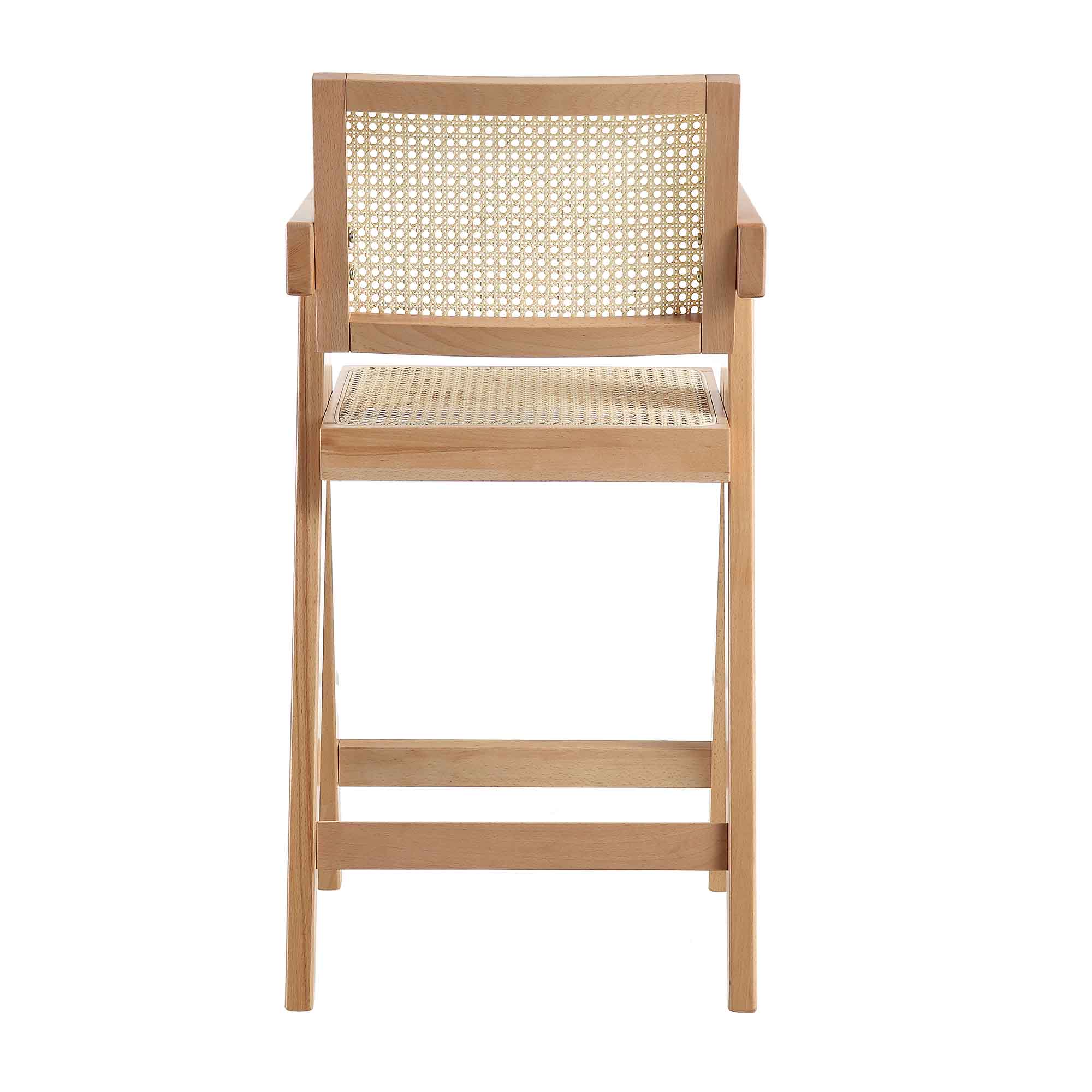 Jeanne Natural Colour Cane Rattan Solid Beech Wood Counter Stool - Image 8