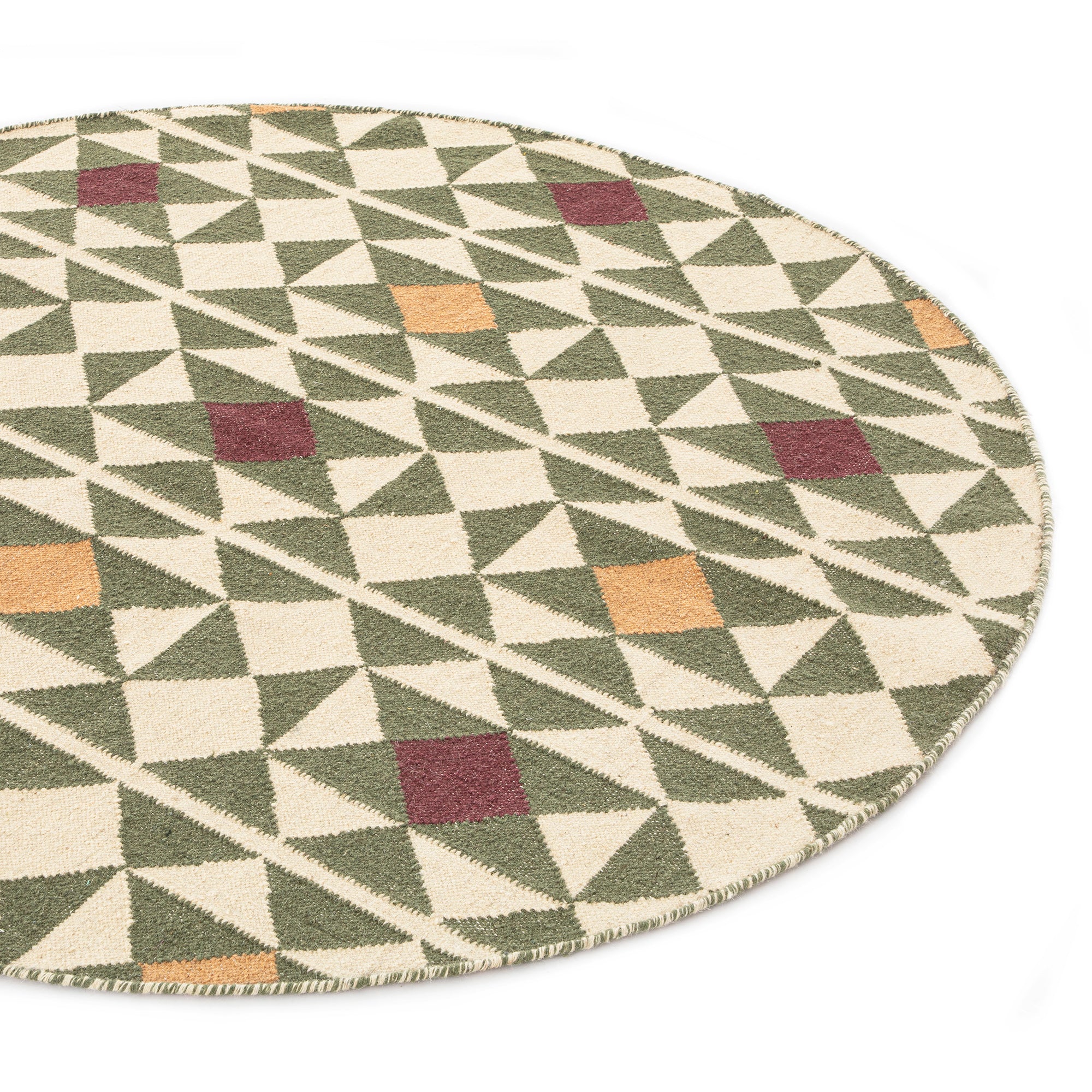 Kamala Geometric Handwoven Wool Round Rug - Image 2