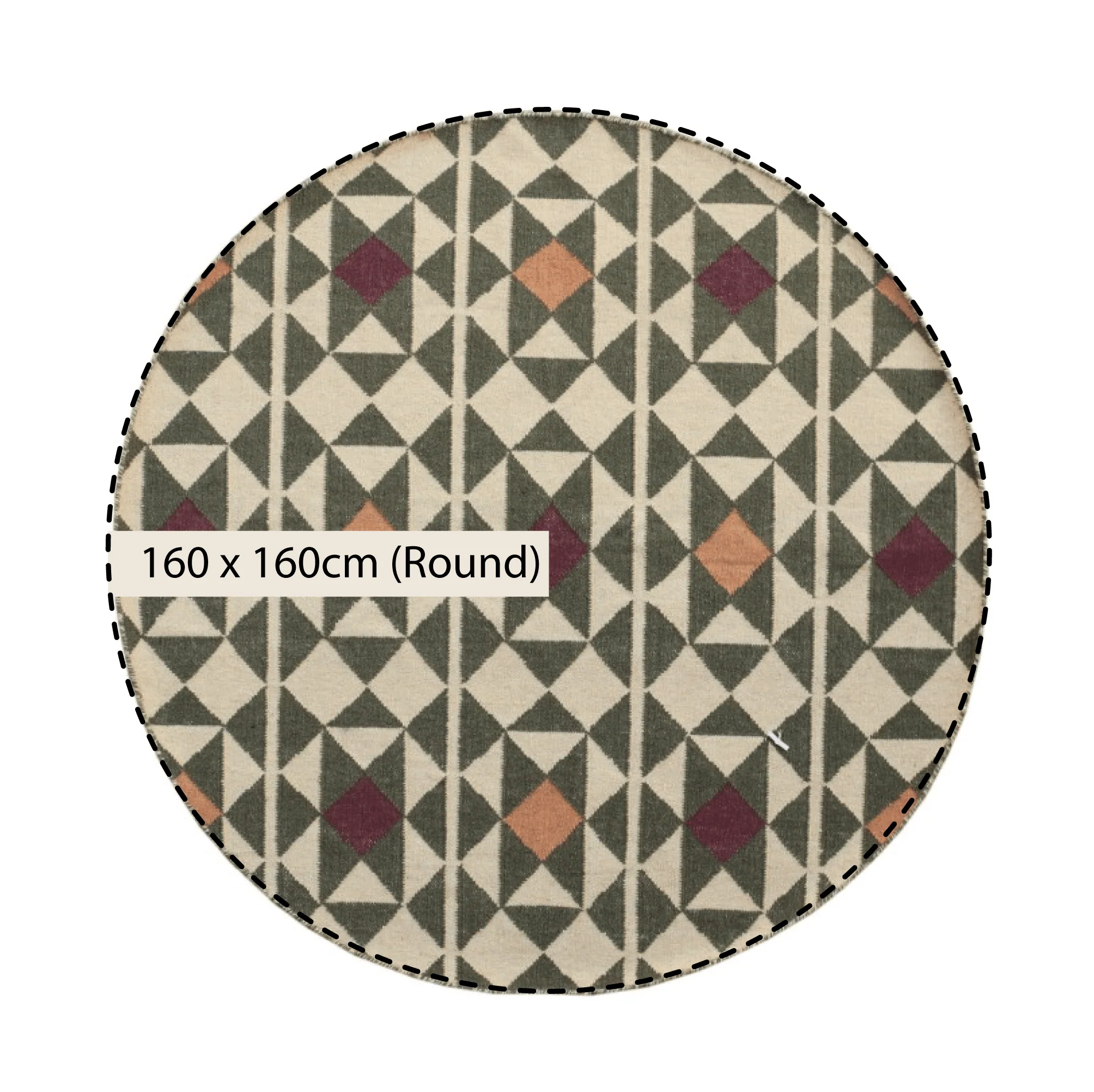 Kamala Geometric Handwoven Wool Round Rug - Image 3