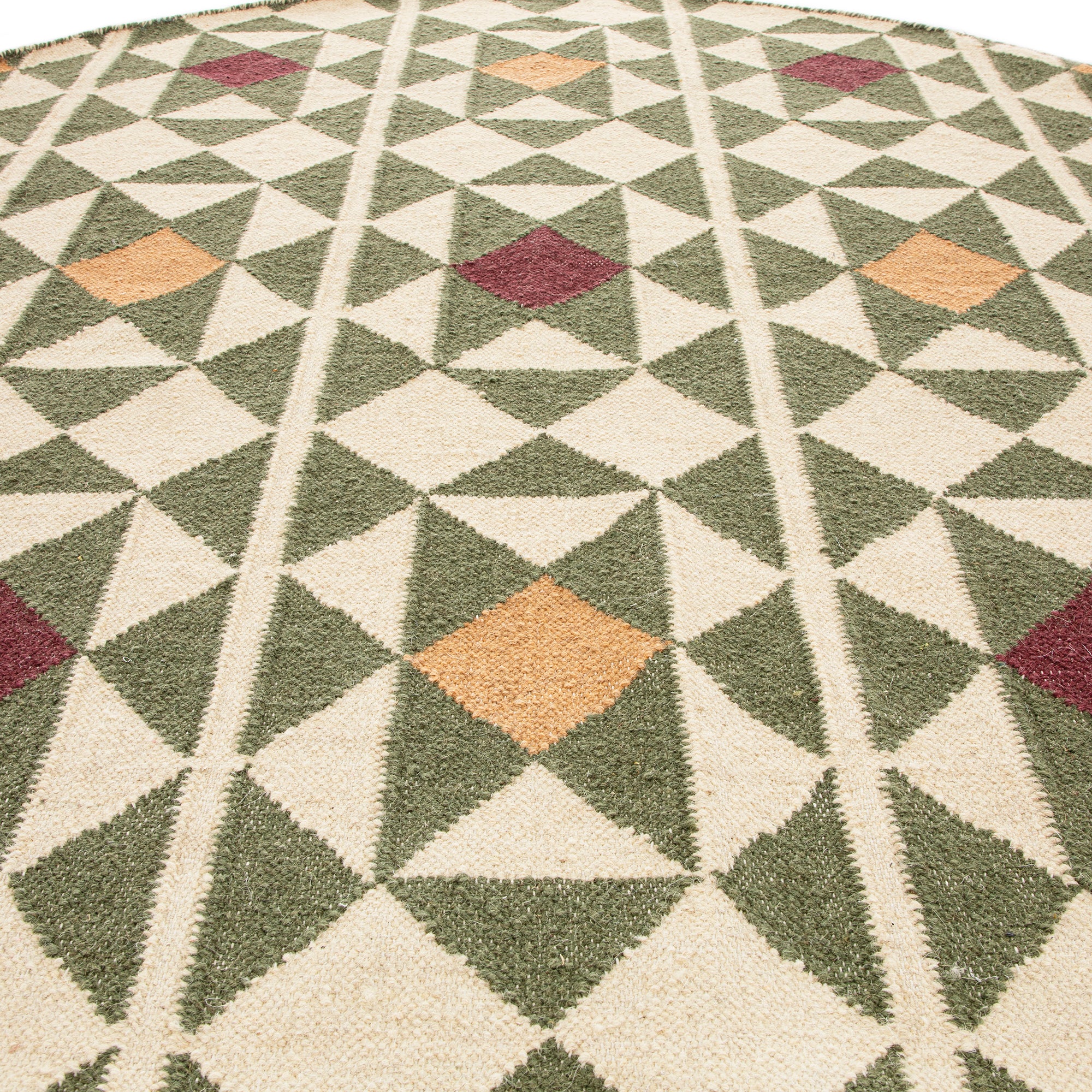 Kamala Geometric Handwoven Wool Round Rug - Image 4