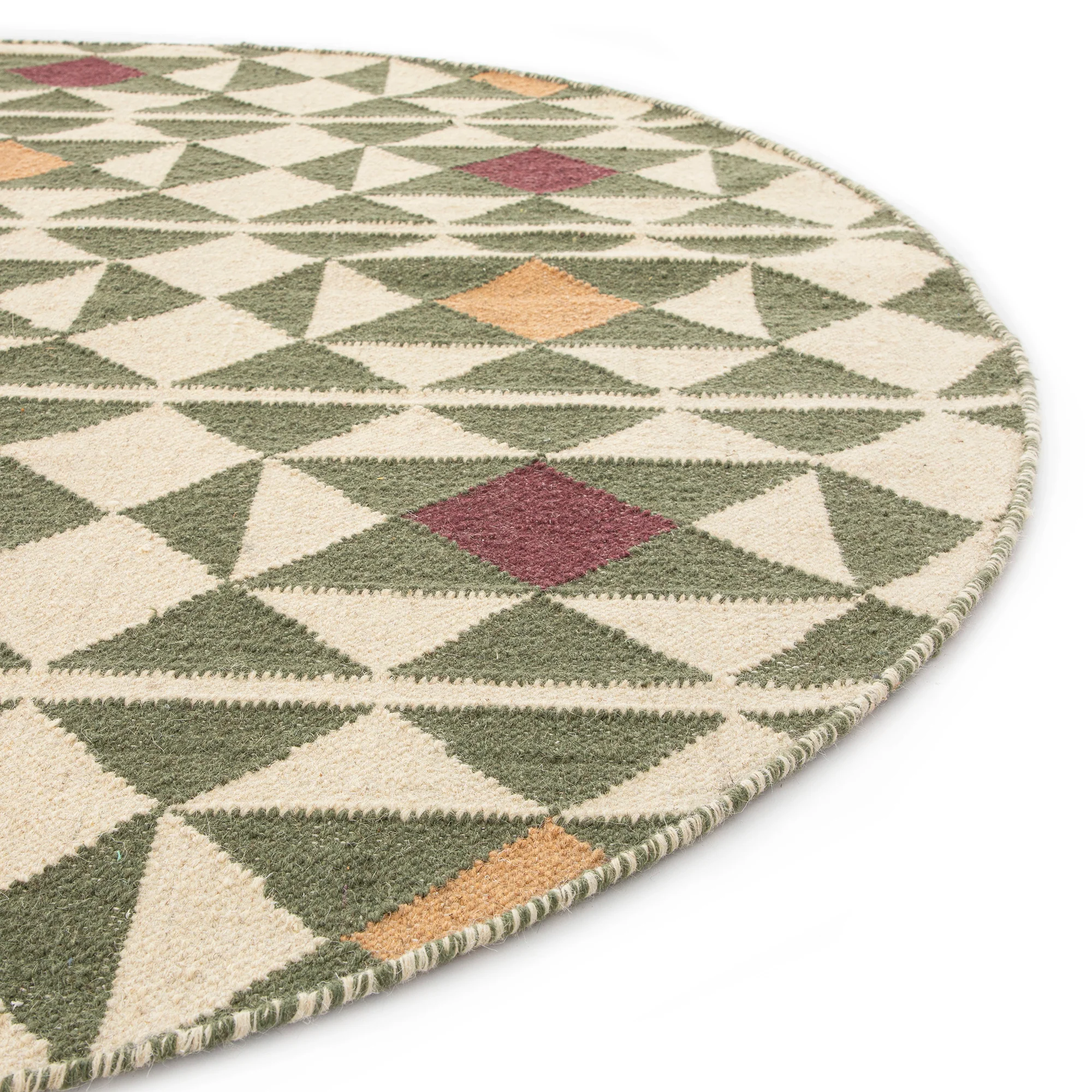 Kamala Geometric Handwoven Wool Round Rug - Image 5