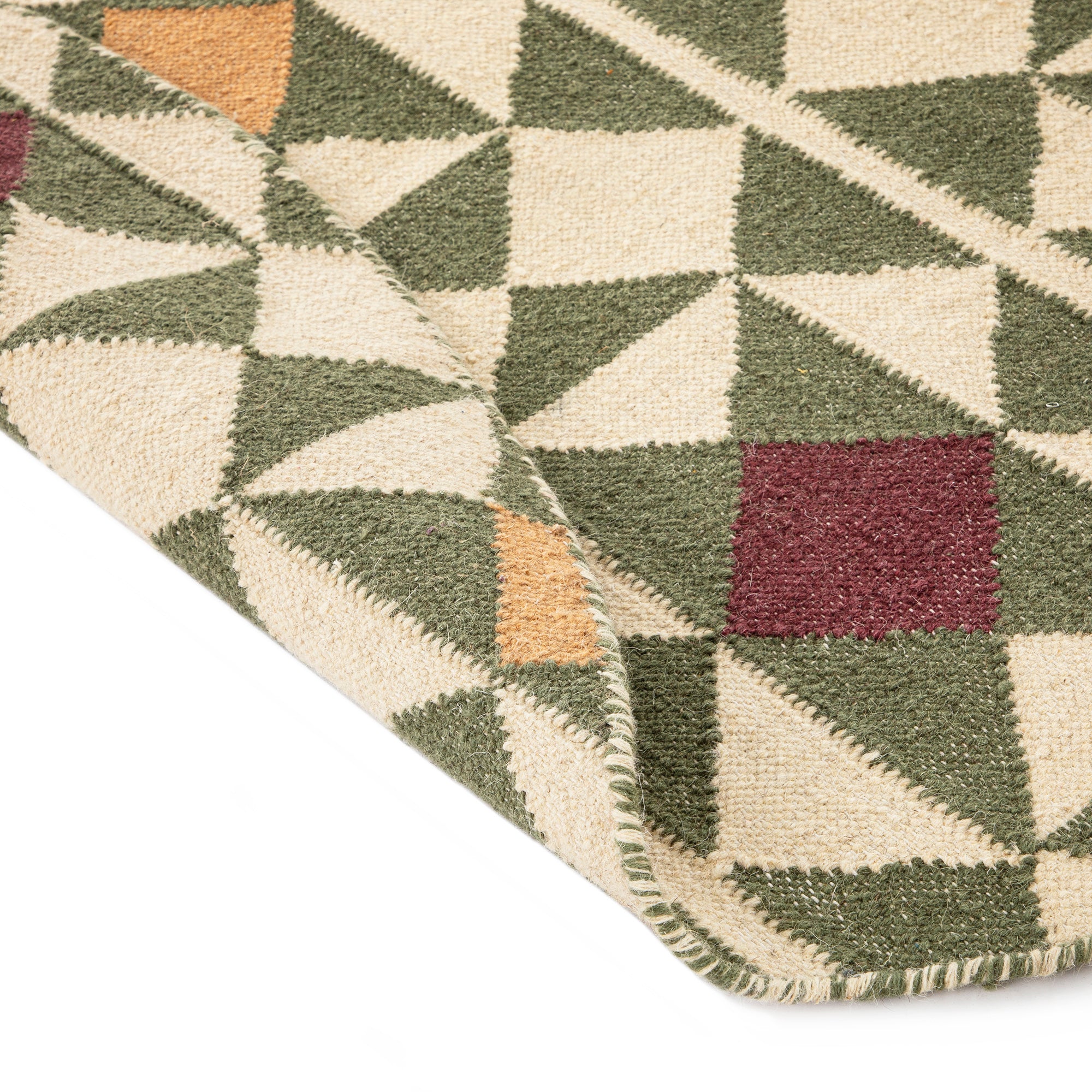Kamala Geometric Handwoven Wool Round Rug - Image 6