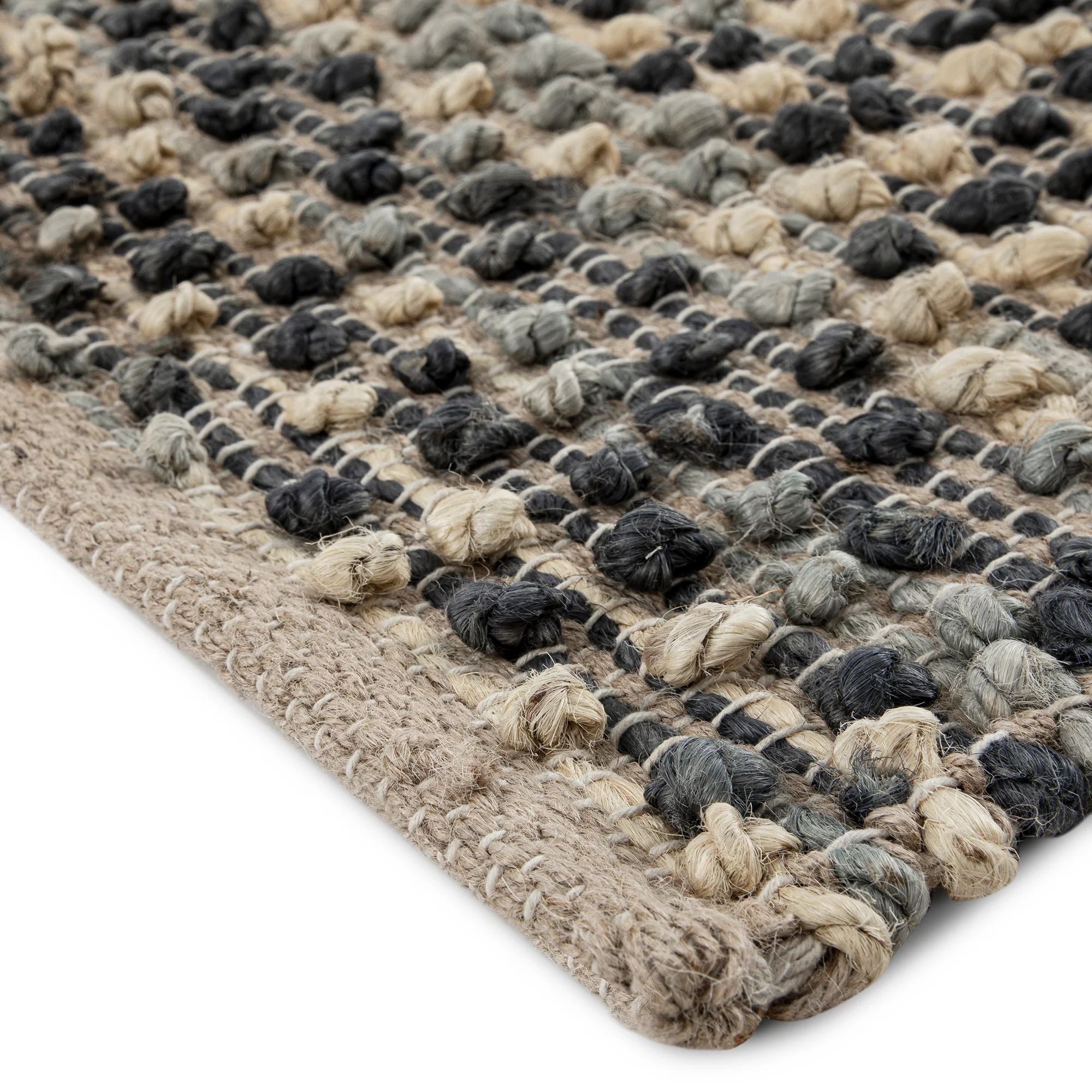 Kansas Bobble Grey Hemp & Cotton Handwoven Rug - Image 5