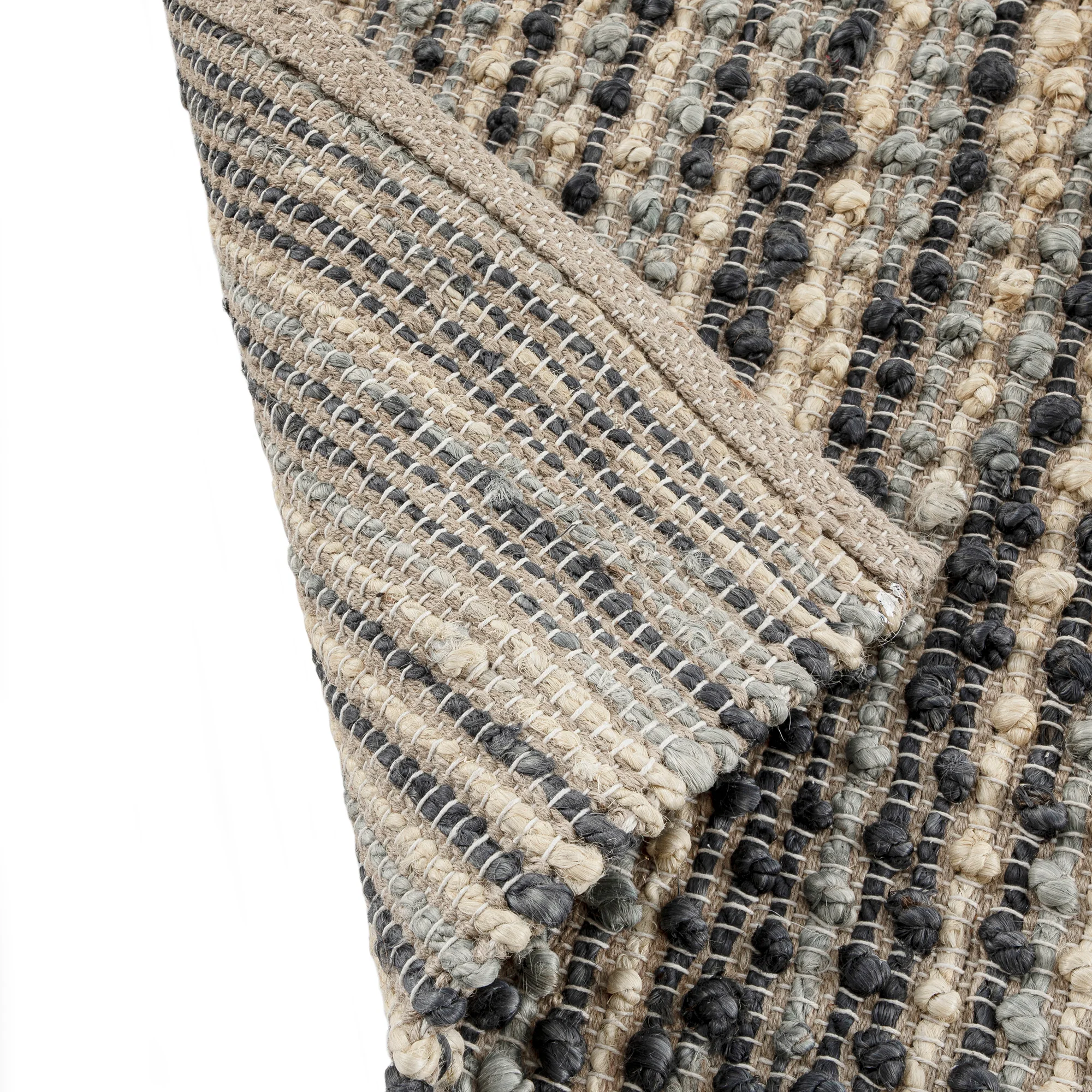 Kansas Bobble Grey Hemp & Cotton Handwoven Rug - Image 8