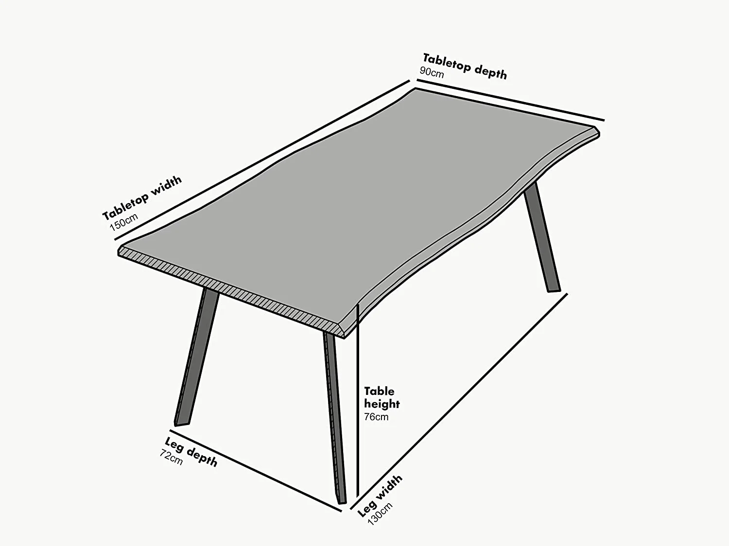 Kenora Wood Effect 150 cm Dining Table with Curved Edges 4 Seater - Image 4