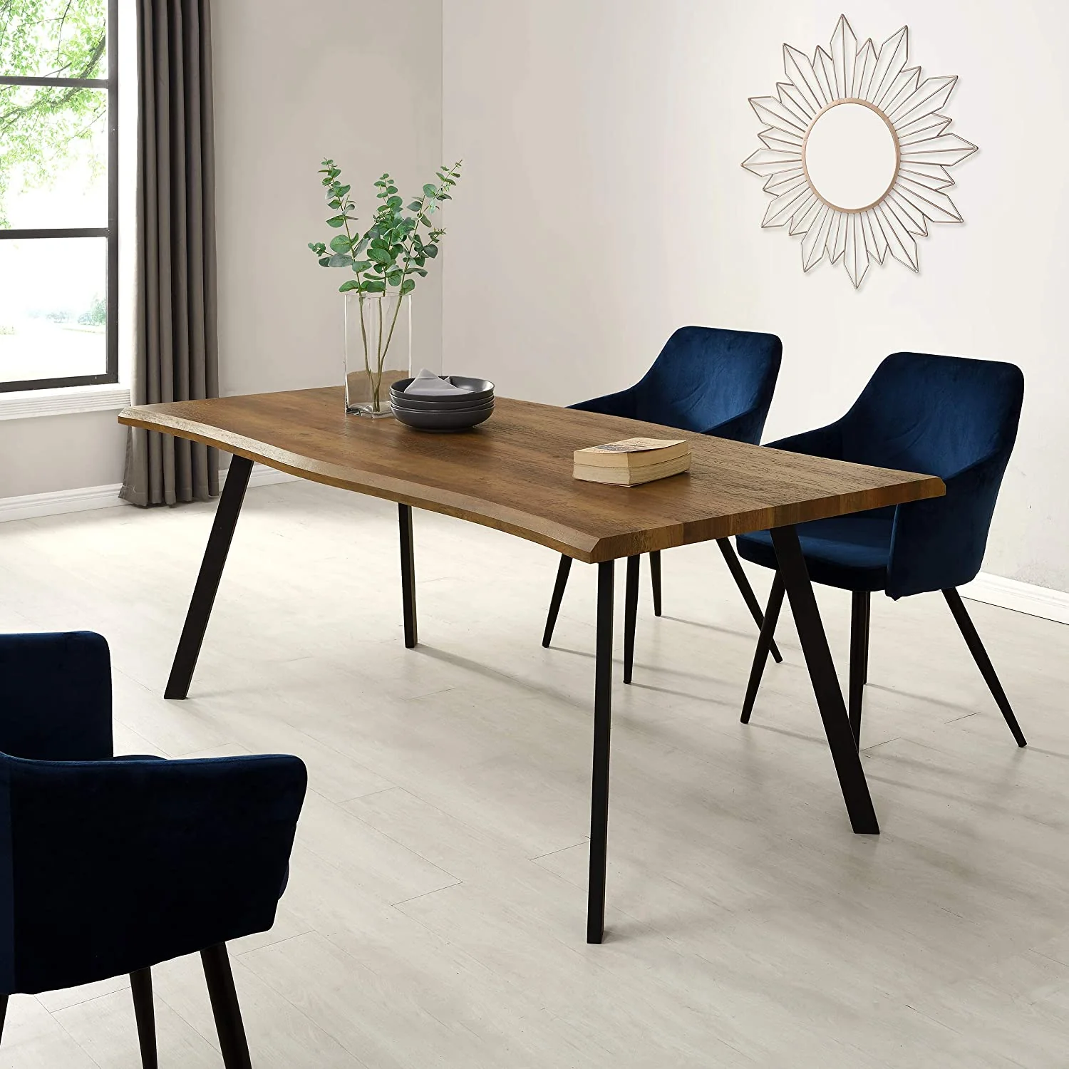 Kenora Wood Effect 180 cm Dining Table with Curved Edges 6 Seater - Image 2