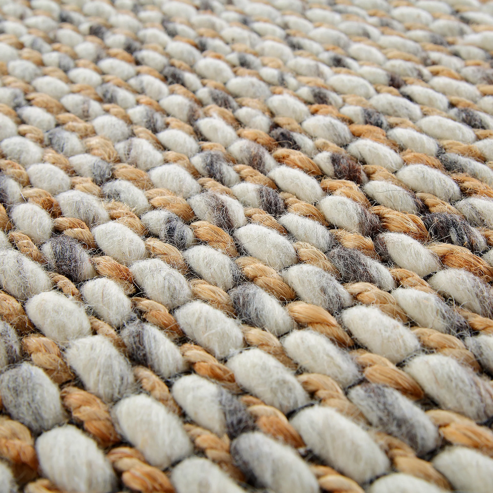 Kerala Variegated Wool and Jute Hand Braided Round Rug - Image 6