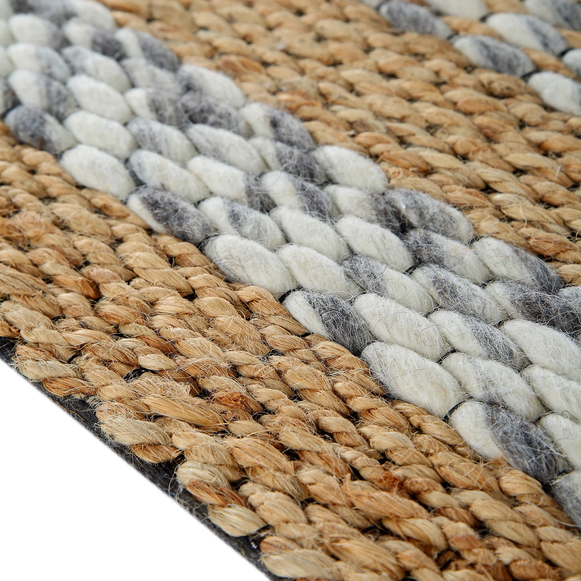 Kerala Variegated Wool and Jute Hand Braided Rug - Image 8