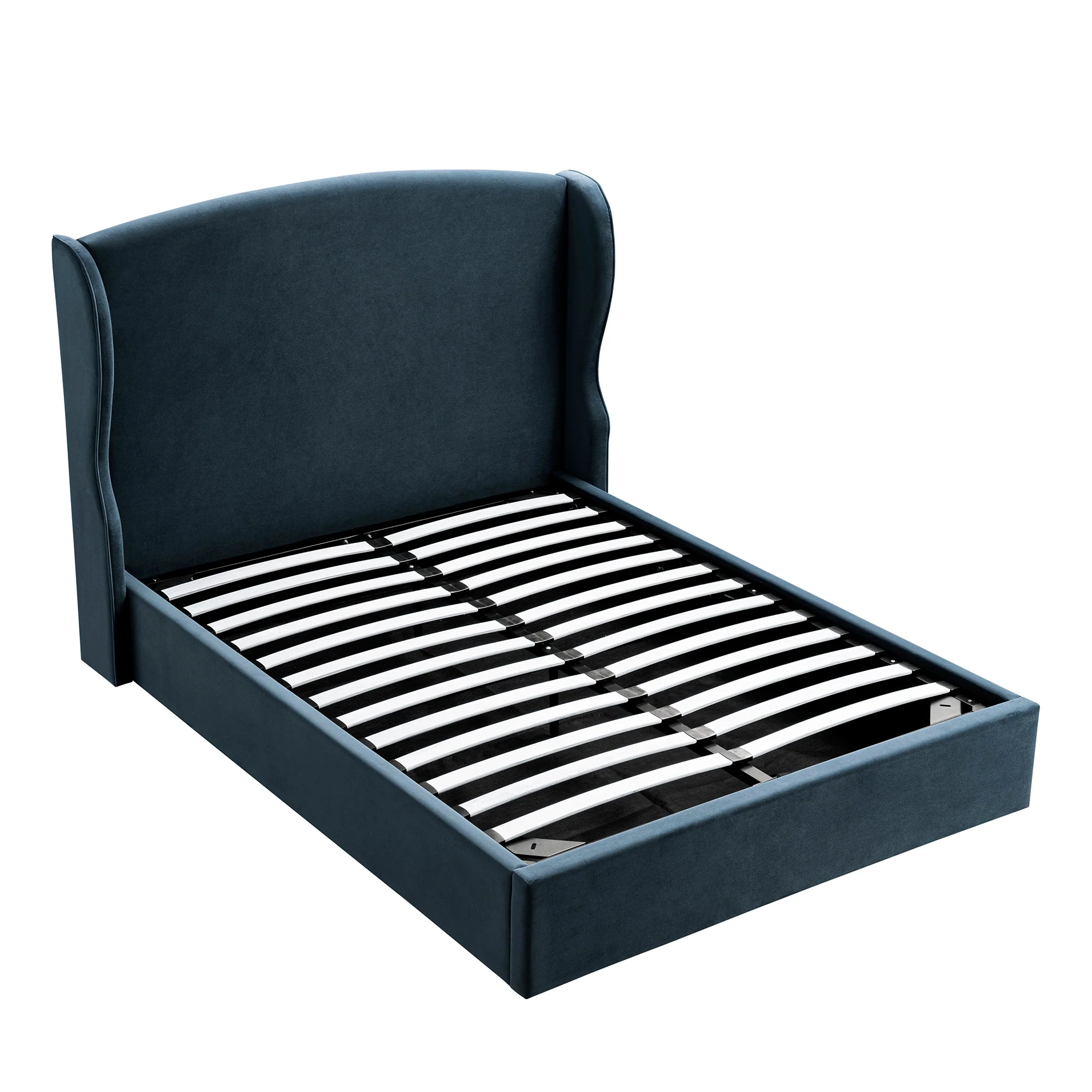 Kimberly Winged Upholstered Storage Bed, Aegean Blue Velvet - Image 12