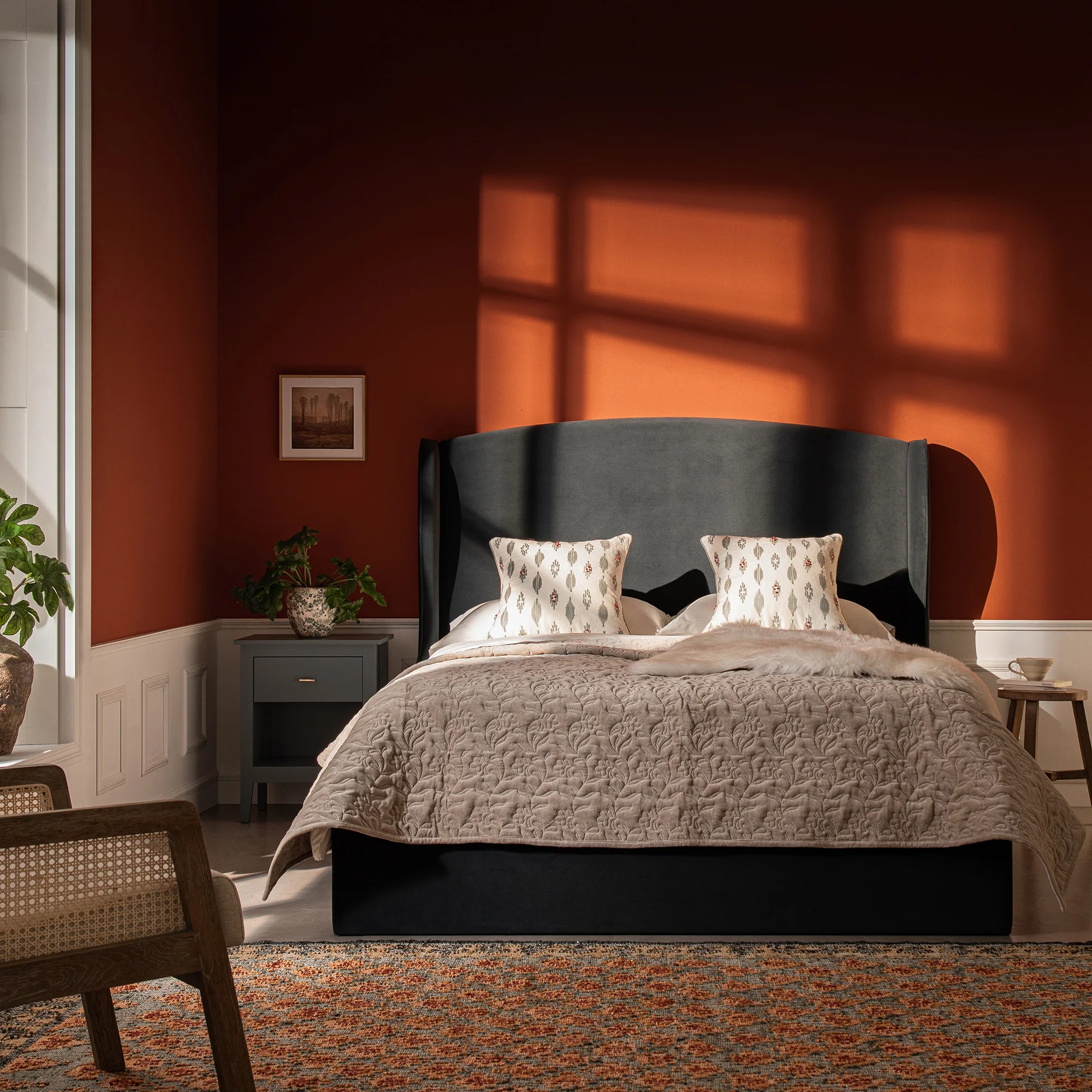 Kimberly Winged Upholstered Storage Bed, Aegean Blue Velvet - Image 2