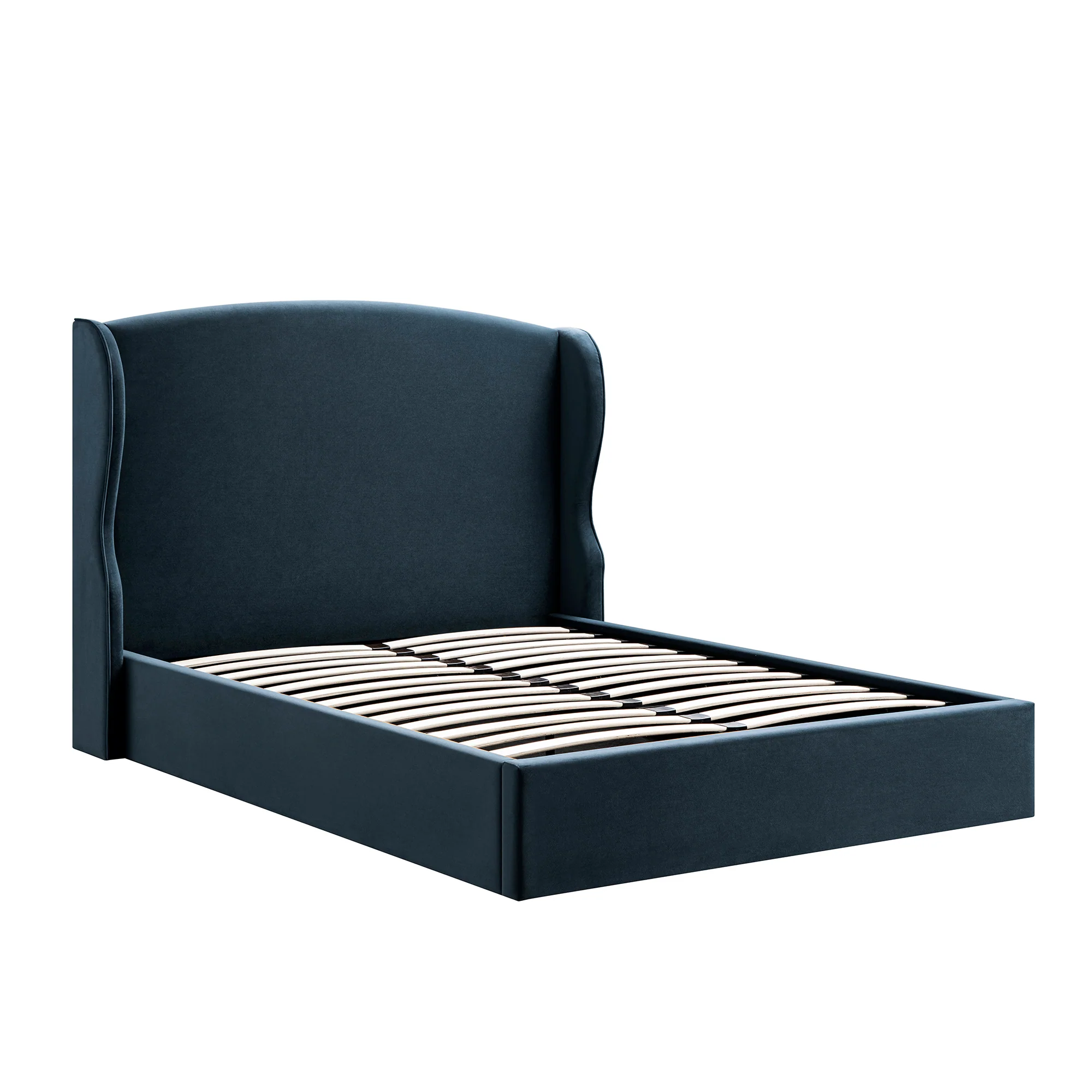Kimberly Winged Upholstered Storage Bed, Aegean Blue Velvet - Image 9
