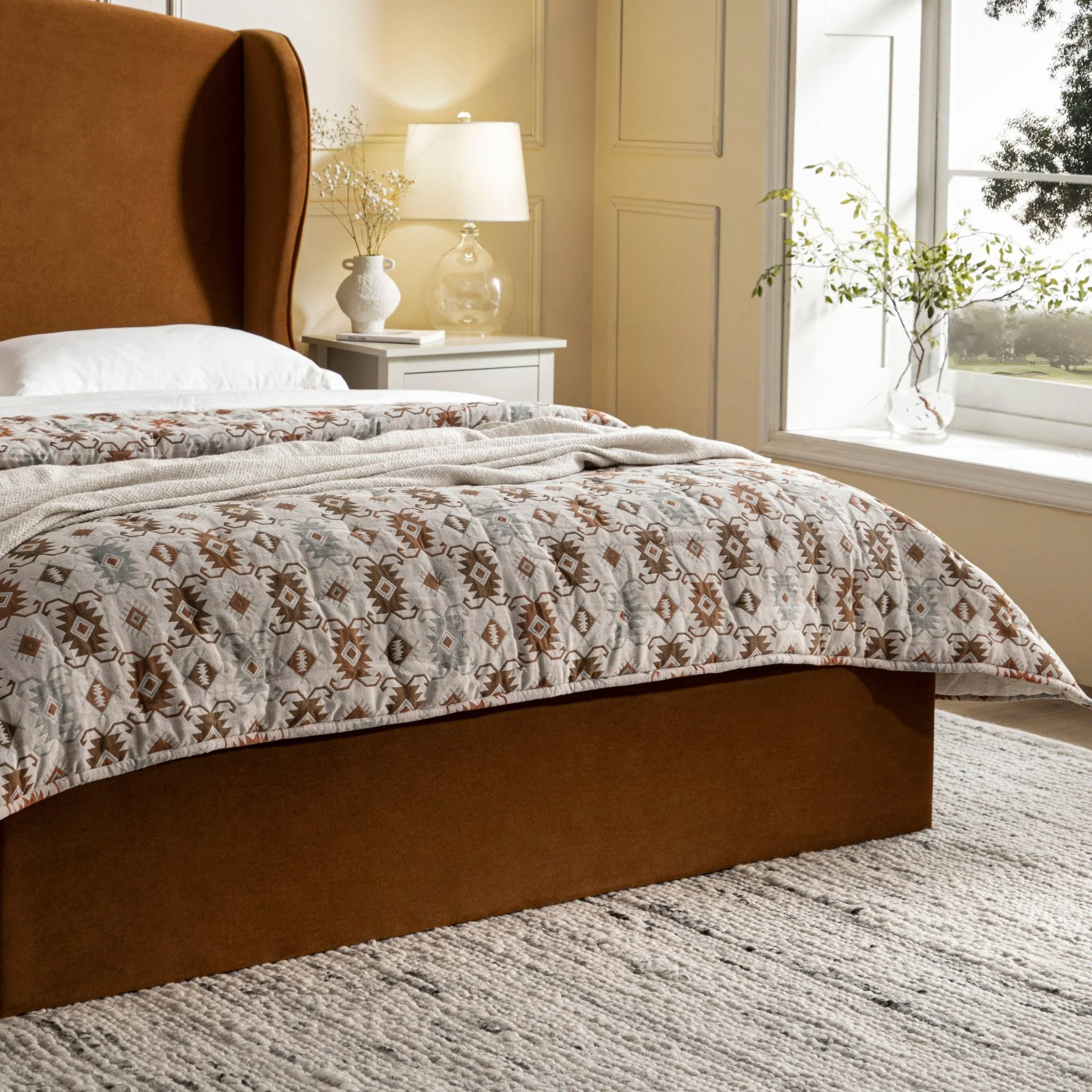 Kimberly Winged Upholstered Storage Bed, Cinnamon Velvet - Image 7