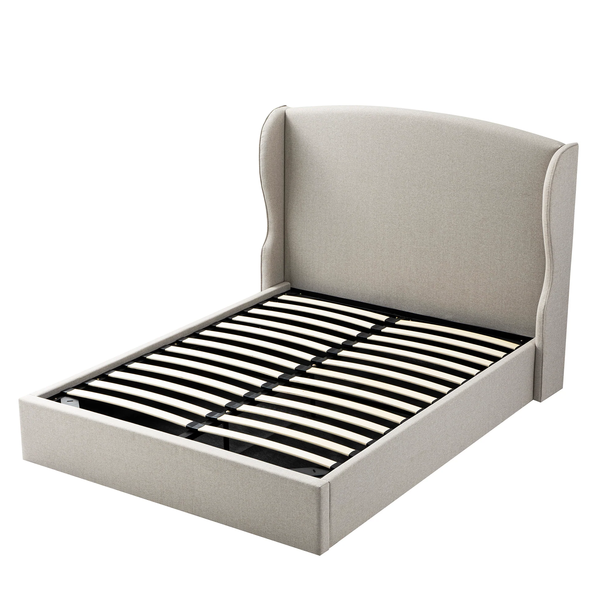 Kimberly Winged Upholstered Storage Bed, Sand Fabric - Image 9