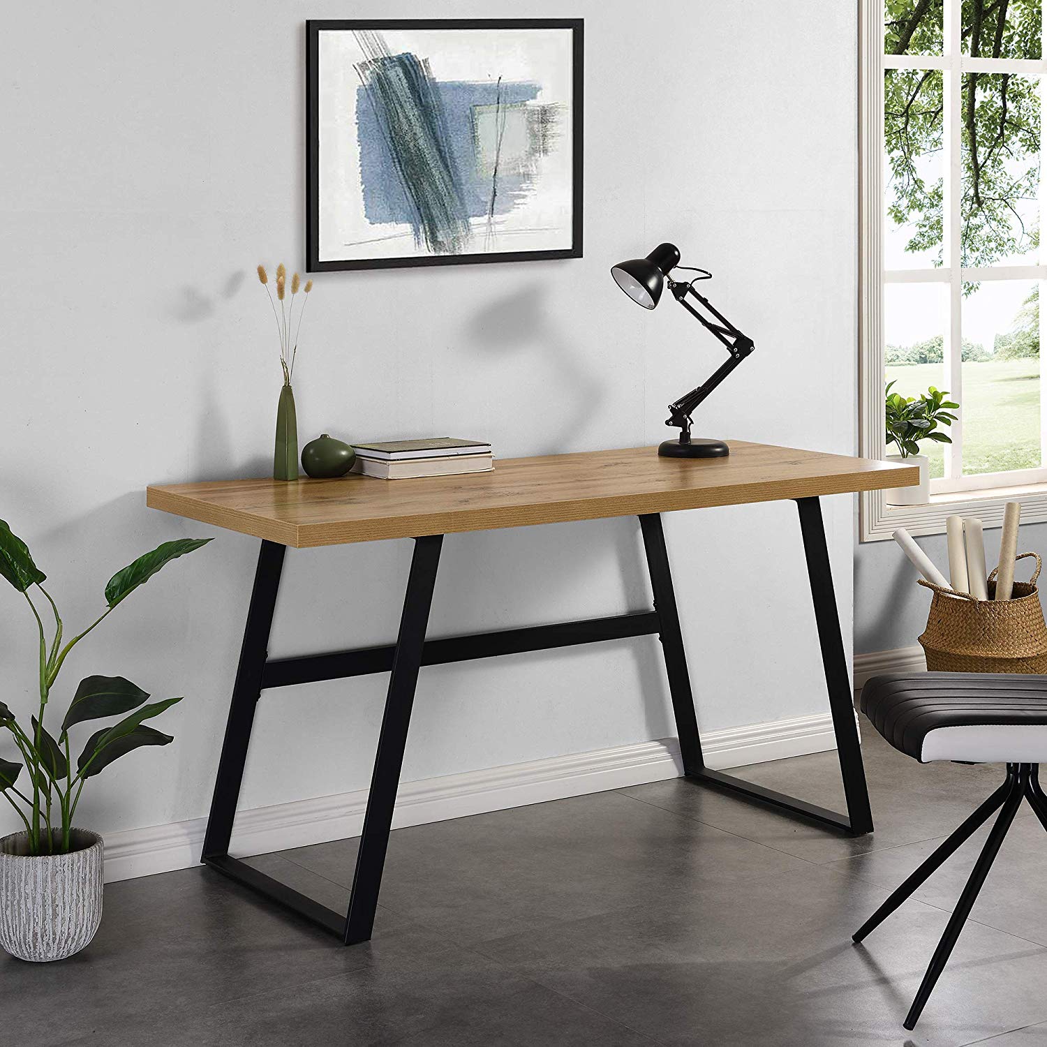 KLOTEN Oak Desk with Black Metal Legs - Image 2