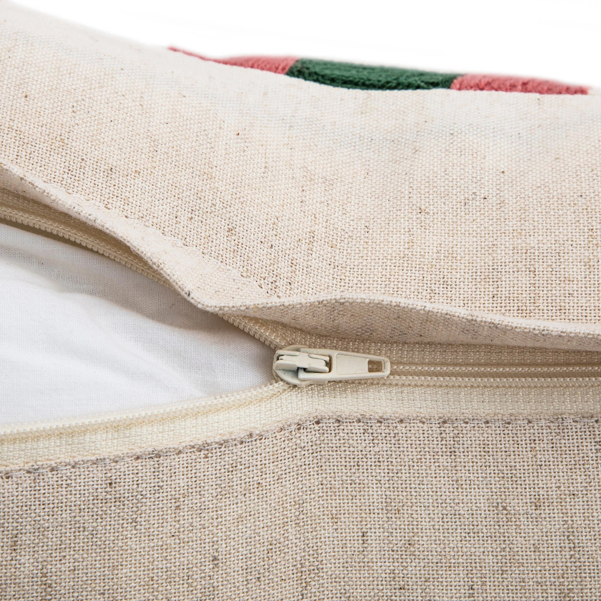 Knox Pink Green & Beige Crewelwork Wool Embroidered Cushion - Image 6