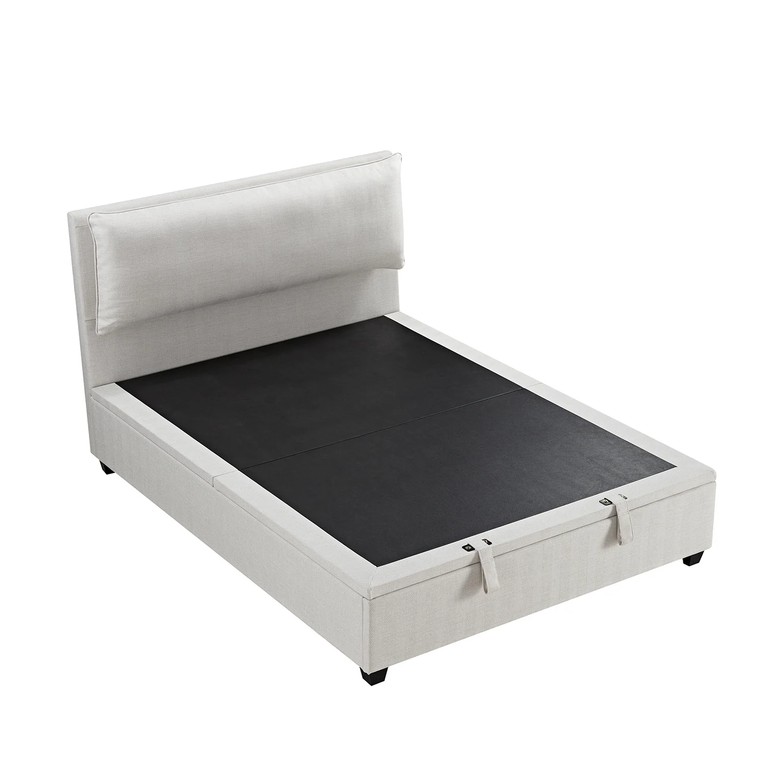 Kricia Upholstered Storage Bed with Pillow Headboard, Oatmeal Chevron - Image 12