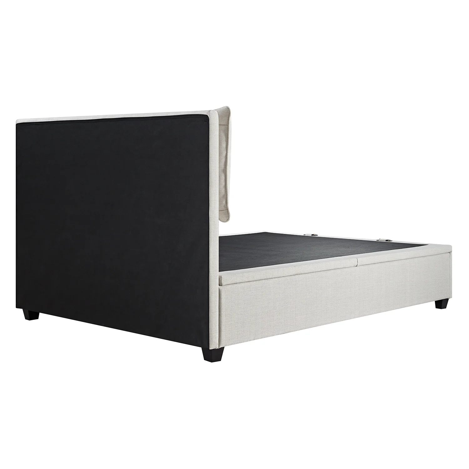 Kricia Upholstered Storage Bed with Pillow Headboard, Oatmeal Chevron - Image 14
