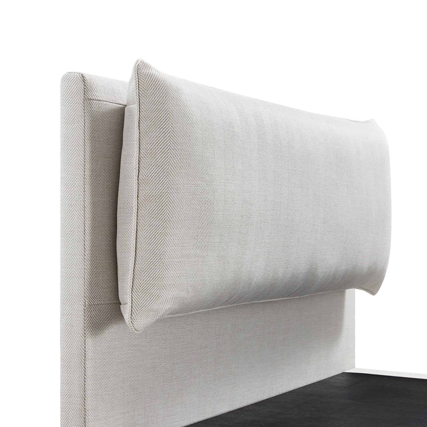 Kricia Upholstered Storage Bed with Pillow Headboard, Oatmeal Chevron - Image 16