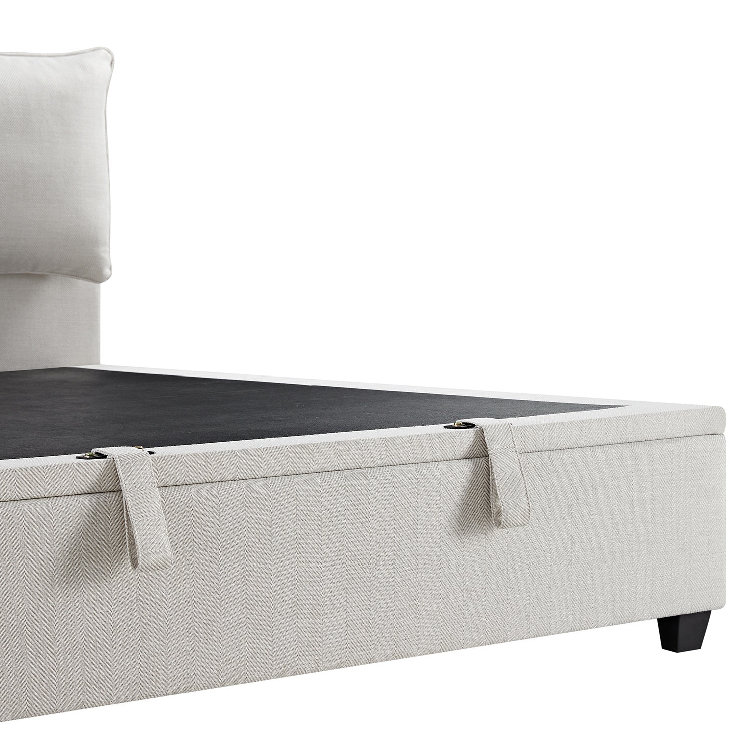 Kricia Upholstered Storage Bed with Pillow Headboard, Oatmeal Chevron - Image 17