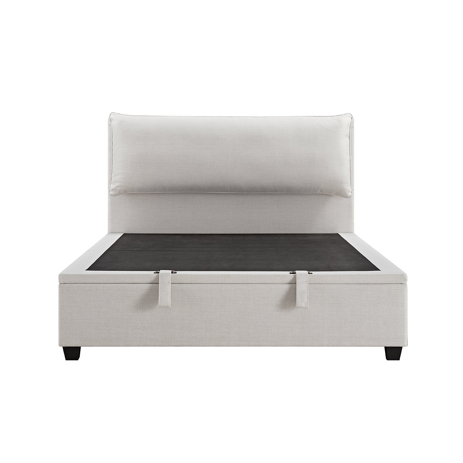 Kricia Upholstered Storage Bed with Pillow Headboard, Oatmeal Chevron - Image 8