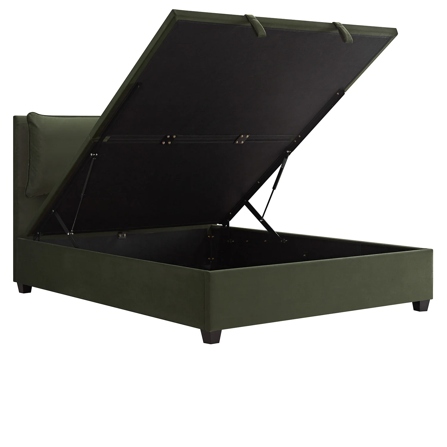 Kricia Upholstered Storage Bed with Pillow Headboard, Moss Green Velvet - Image 13
