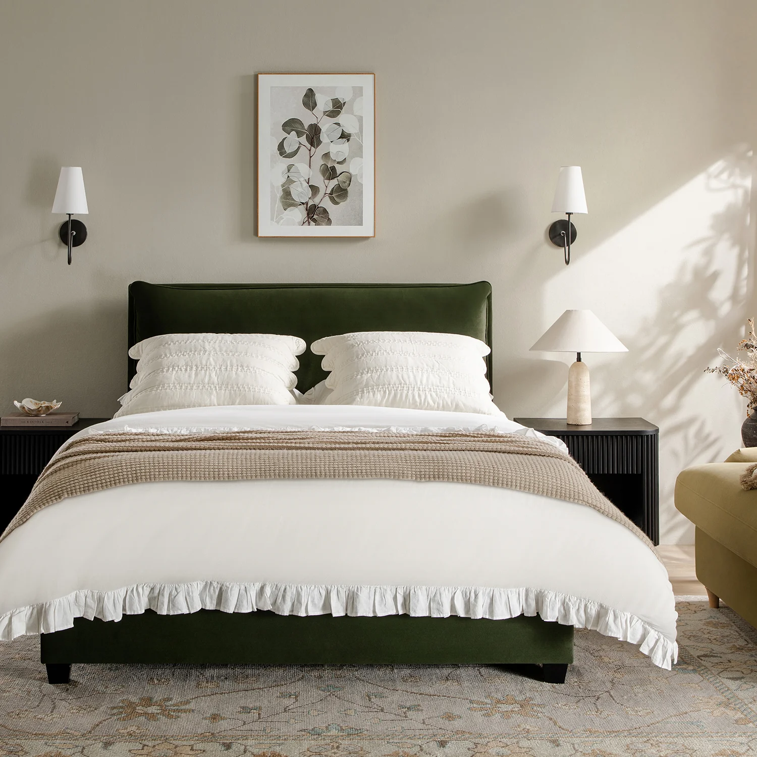 Kricia Upholstered Storage Bed with Pillow Headboard, Moss Green Velvet - Image 2