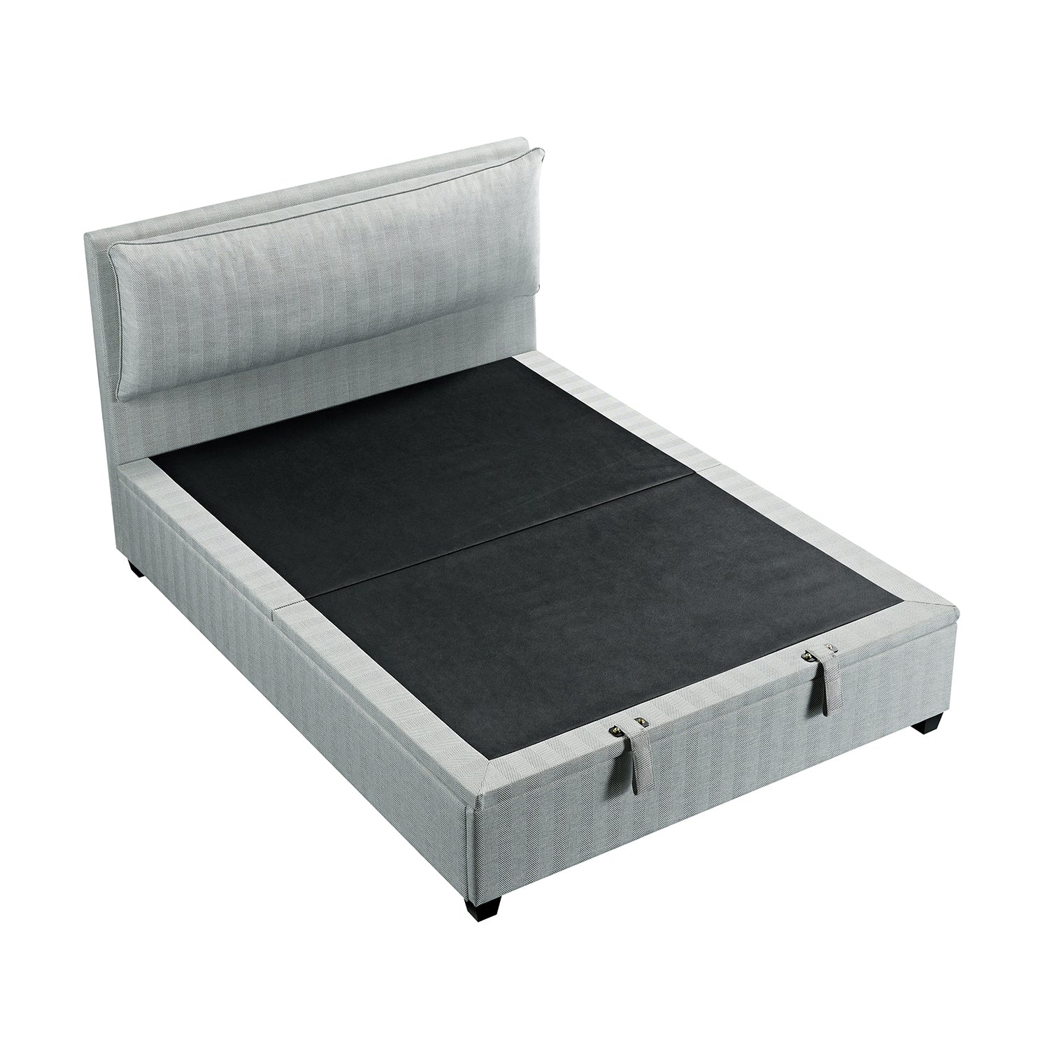 Kricia Upholstered Storage Bed with Pillow Headboard, Slate Blue Chevron - Image 10