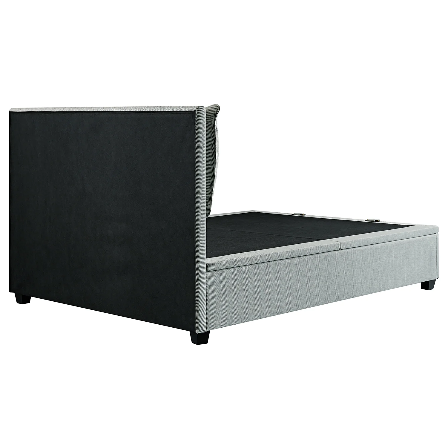 Kricia Upholstered Storage Bed with Pillow Headboard, Slate Blue Chevron - Image 15