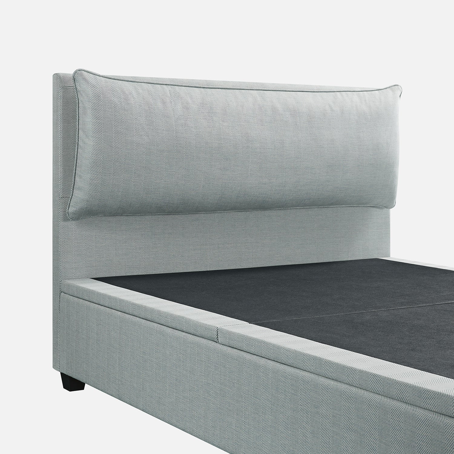 Kricia Upholstered Storage Bed with Pillow Headboard, Slate Blue Chevron - Image 16