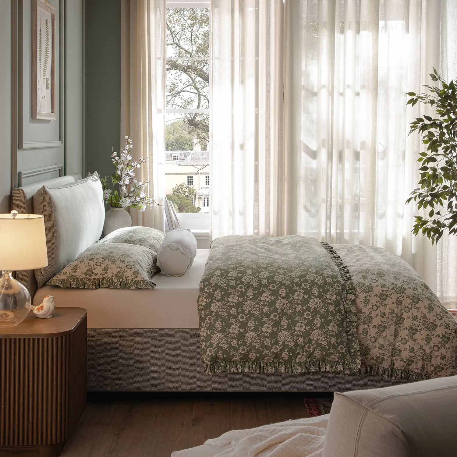 Kricia Upholstered Storage Bed with Pillow Headboard, Slate Blue Chevron - Image 4