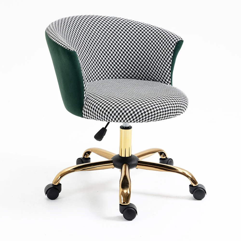 Kylie Houndstooth and Velvet Swivel Chair - Image 2