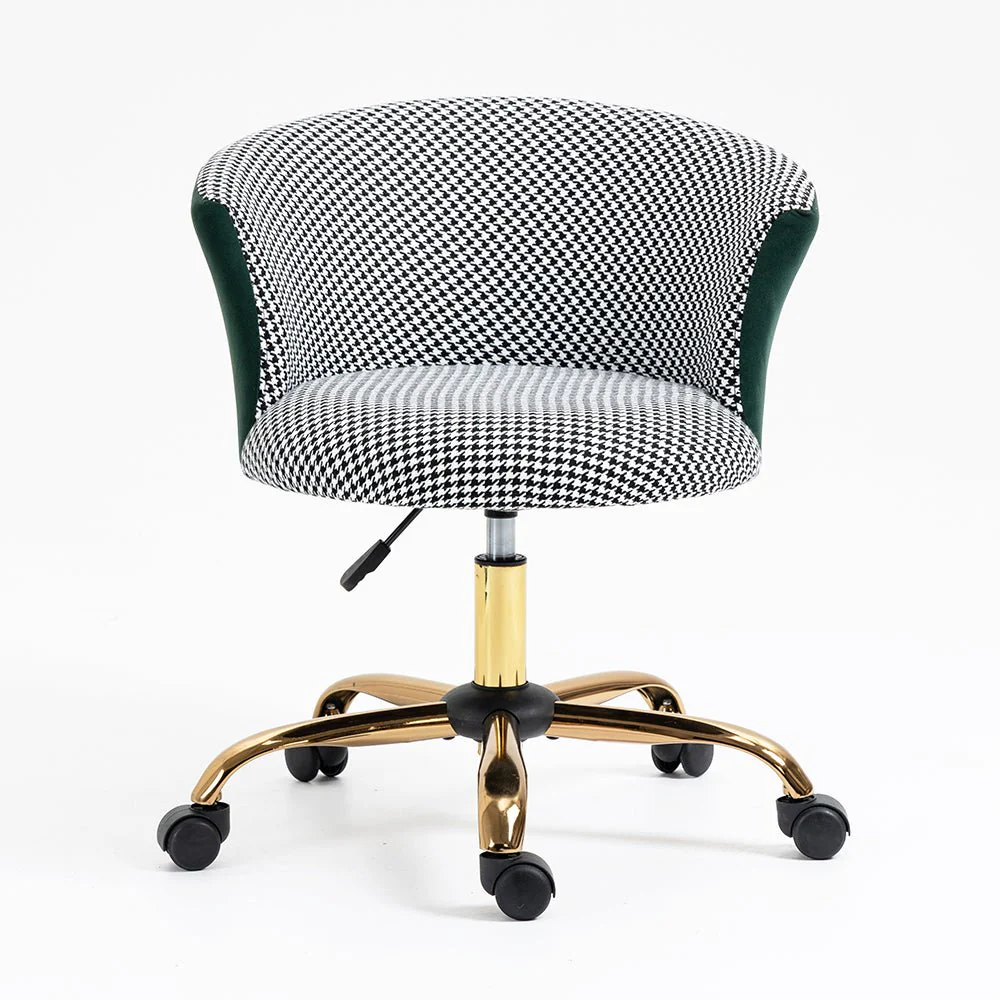 Kylie Houndstooth and Velvet Swivel Chair - Image 3