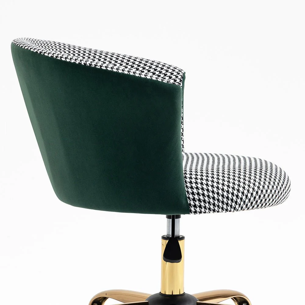 Kylie Houndstooth and Velvet Swivel Chair - Image 9