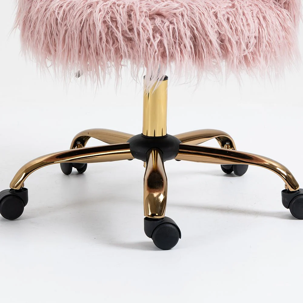 Kylie Plush Shaggy Faux Fur Swivel Chair, Pink - Image 9