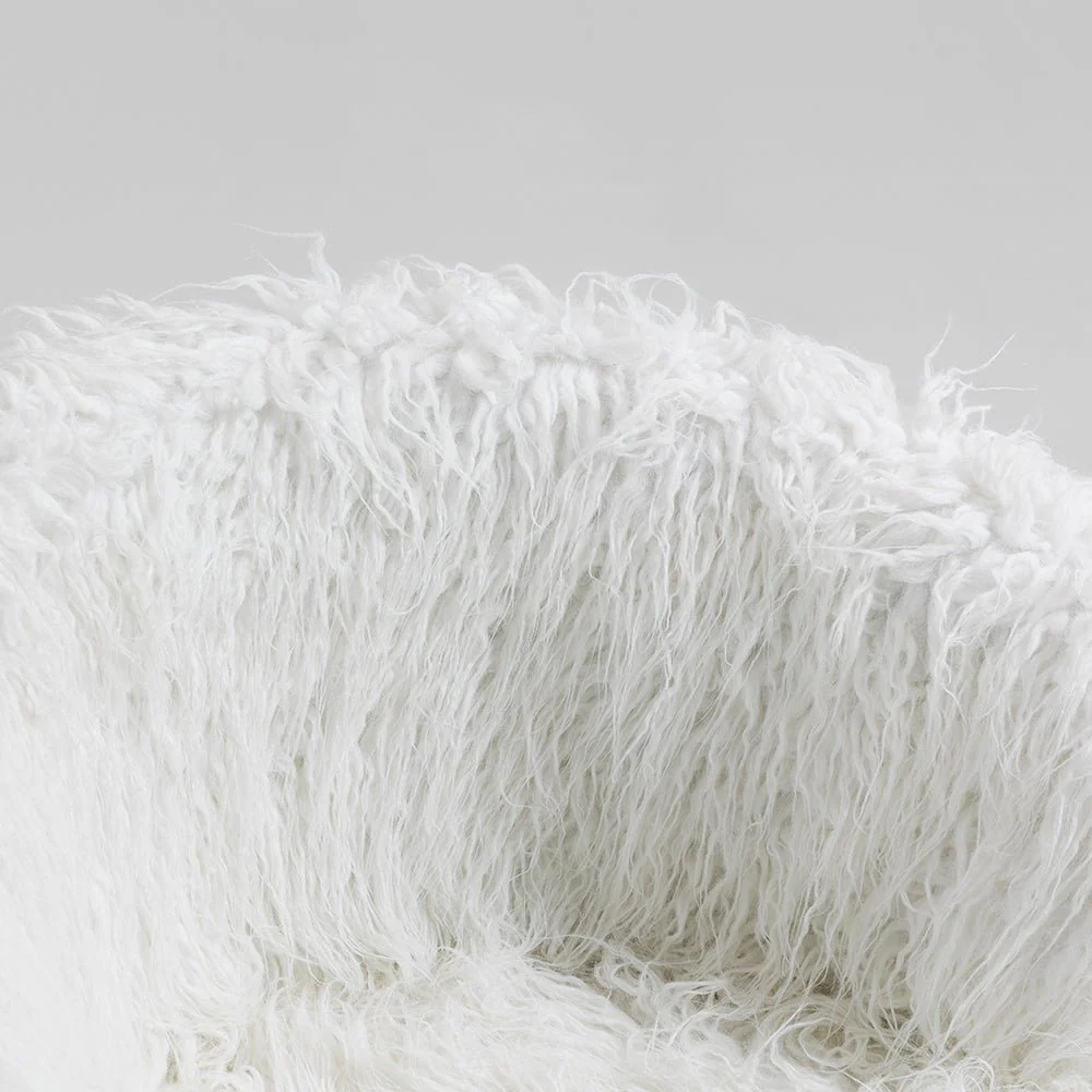 Kylie Plush Shaggy Faux Fur Swivel Chair, White - Image 4