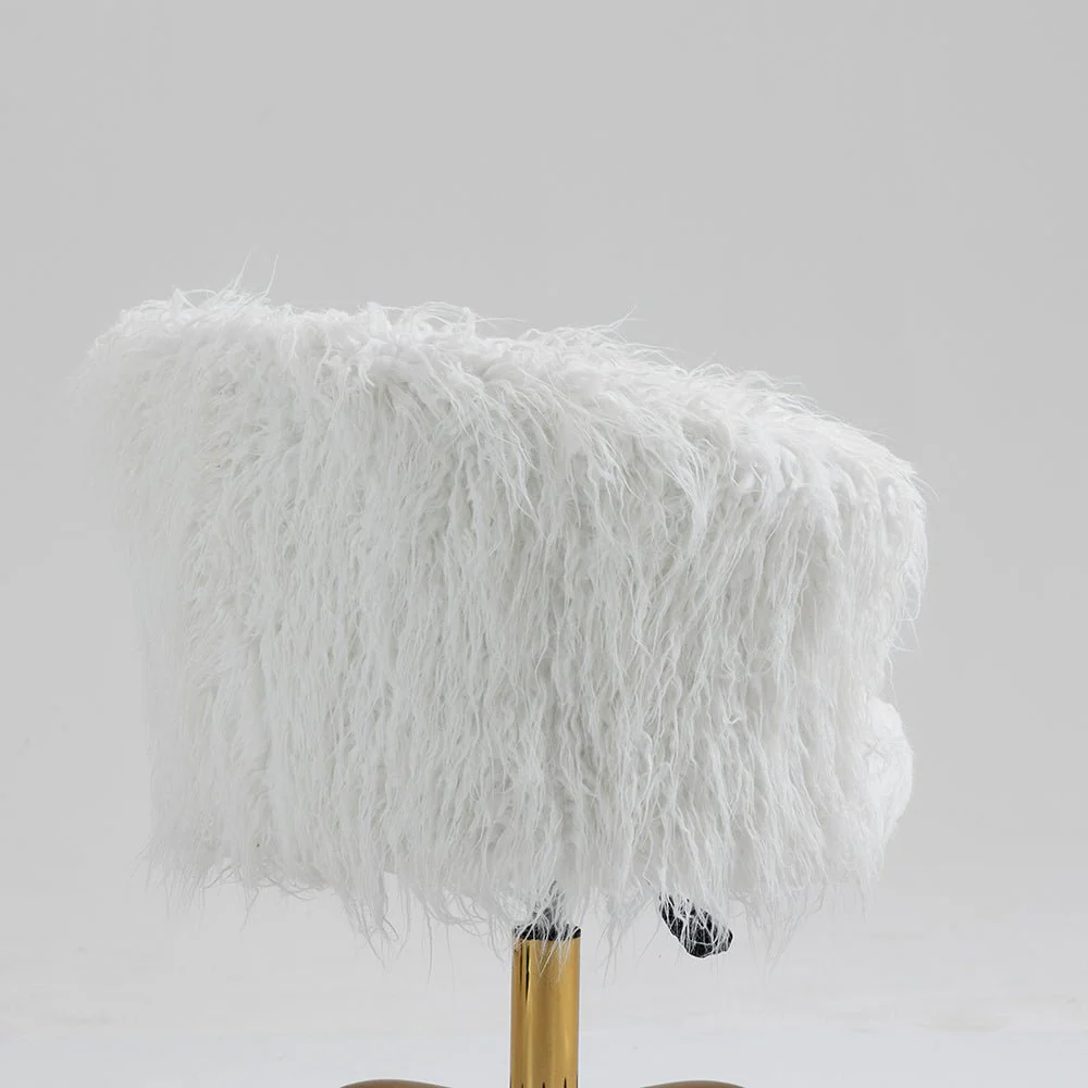 Kylie Plush Shaggy Faux Fur Swivel Chair, White - Image 5