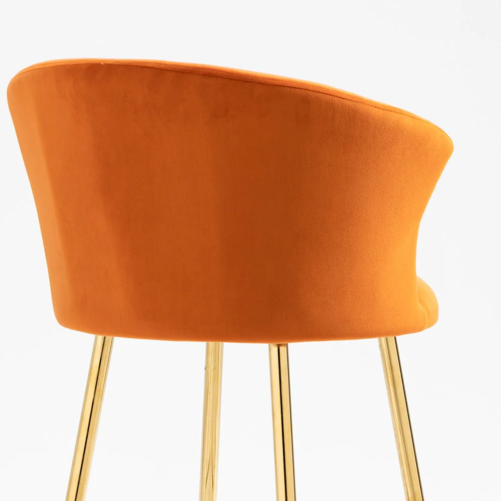 Kylie Set of 2 Orange Velvet Bar Stools - Image 10